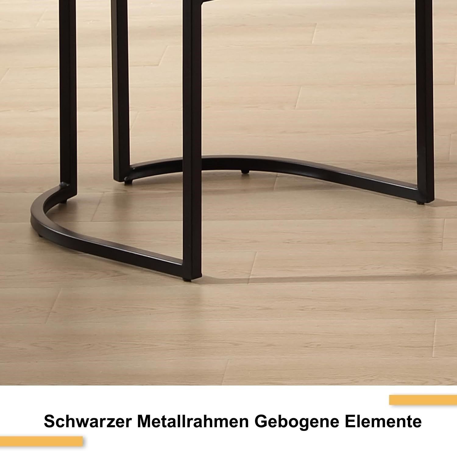 WAHSON OFFICE CHAIRS Esszimmerstuhl 2/4er Set Samt/Kunstleder/Kunstfell-Eckstühle, schwarze Metallbeine (4 St) – Bild 4 von 5