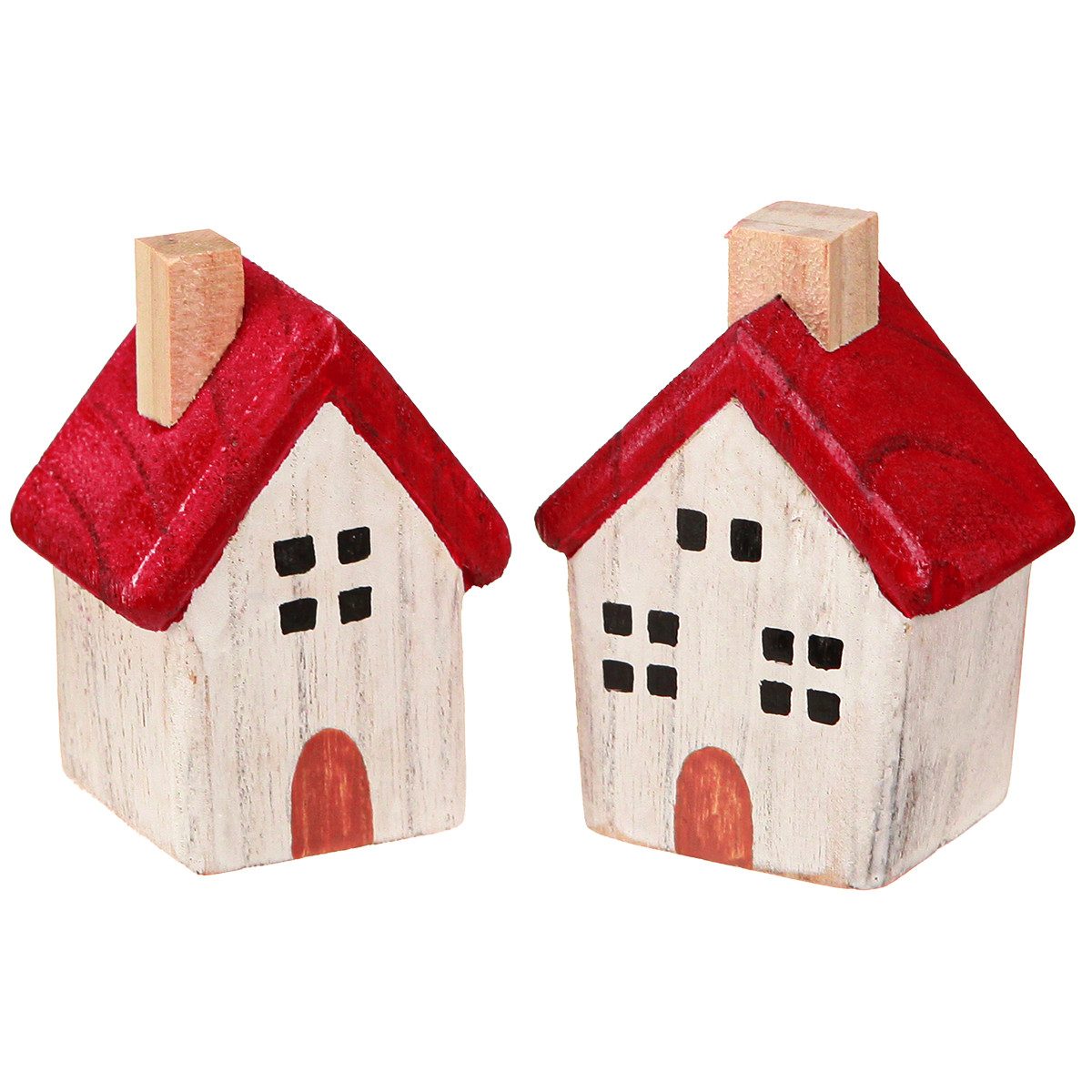 Florists Products Weihnachtsmann Holz Weihnachtshäuschen Set Weihnachtsdeko 7cm Rot Weiß 6 Stück