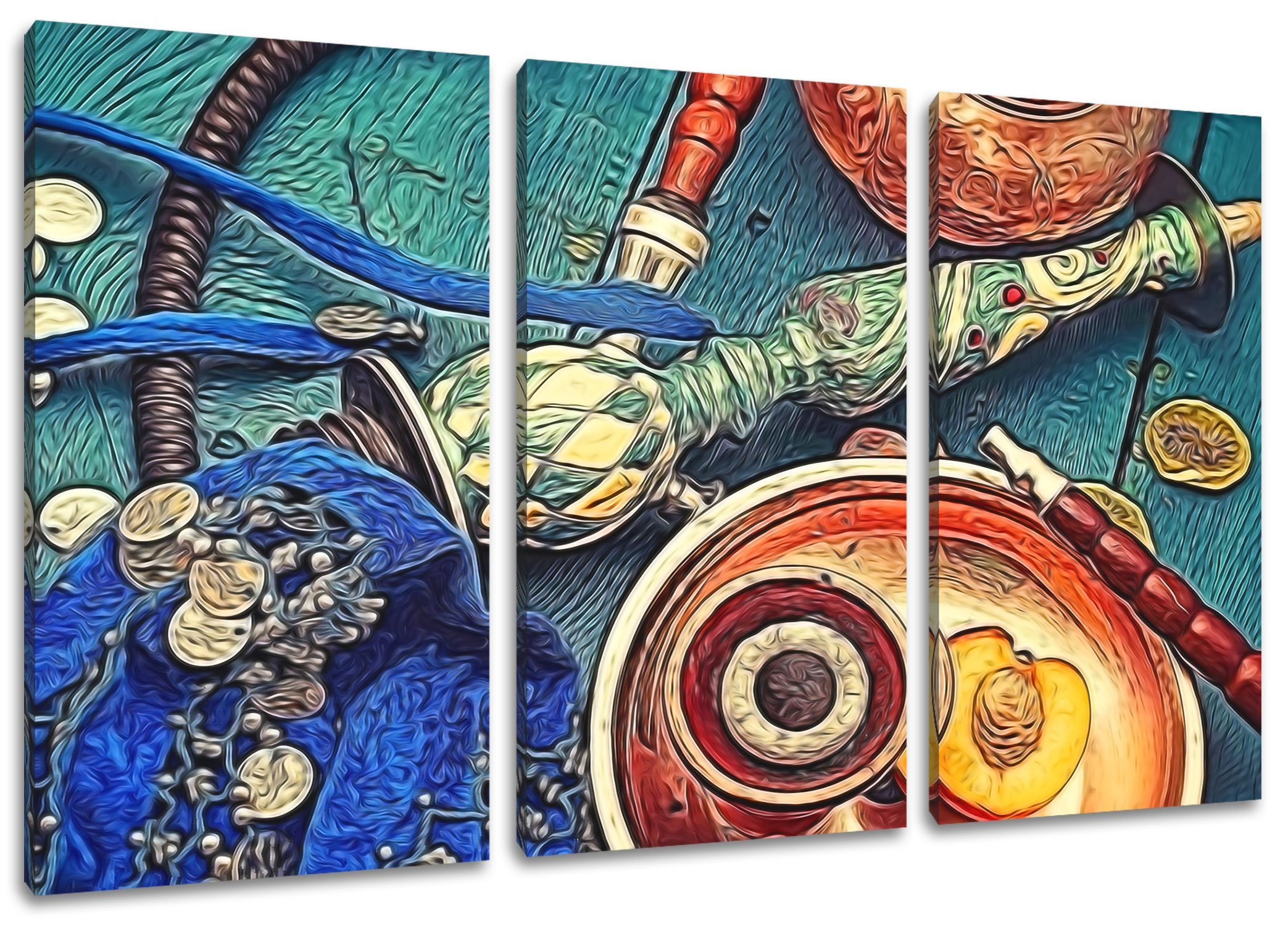 Pixxprint Leinwandbild Shisha mit Aprikose, Shisha mit Aprikose 3Teiler (120x80cm) (1 St), Leinwandbild fertig bespannt, inkl. Zackenaufhänger