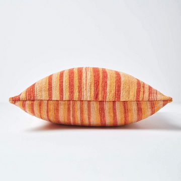 Kissenhülle Gestreifter Chenille-Kissenbezug in Orange, 45 x 45 cm, Homescapes