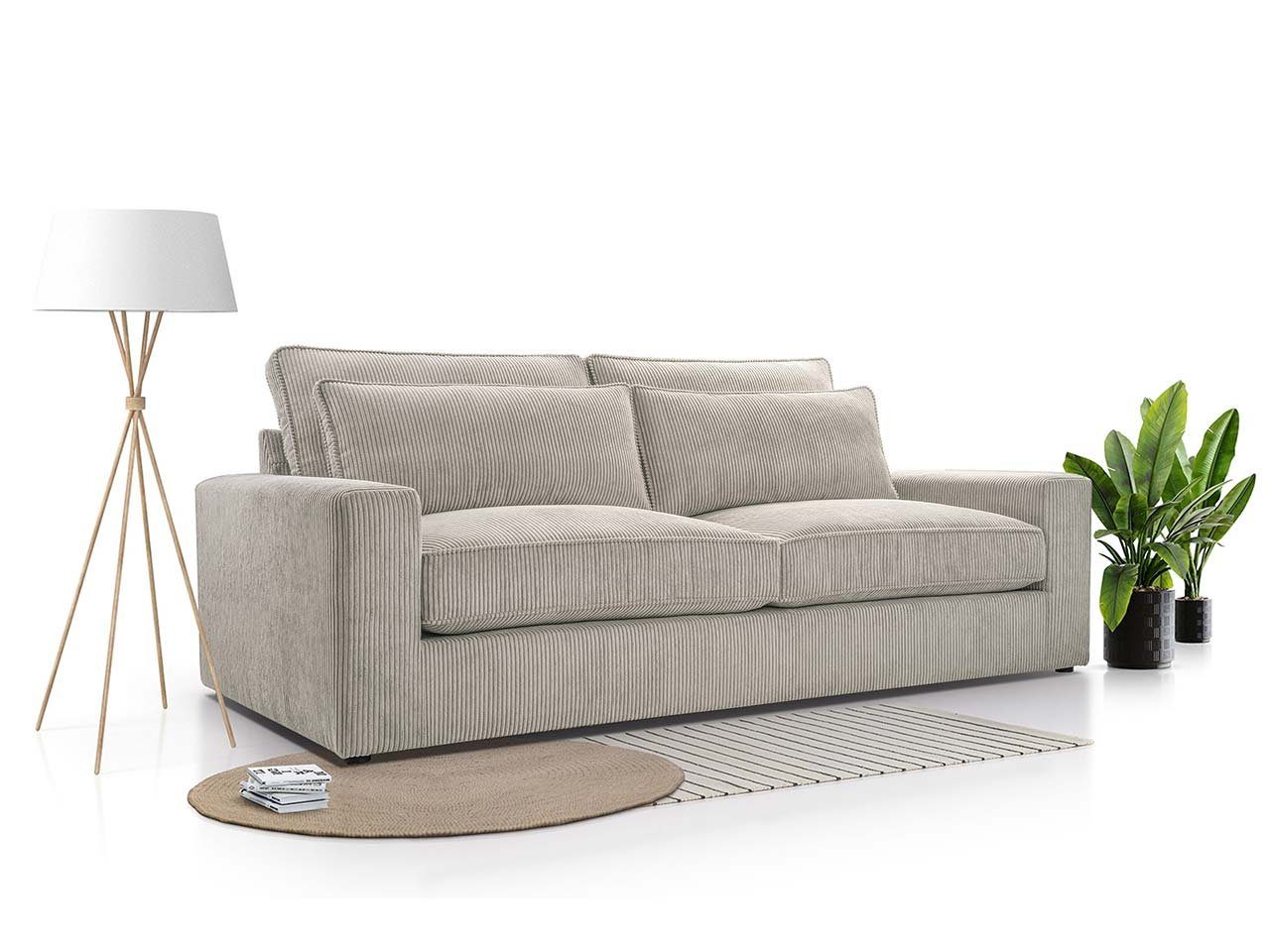 MKS MÖBEL freistehend Sofa mit losen Lincoln Hellgrau modern Kissen, Zweisitzer, LOCANO