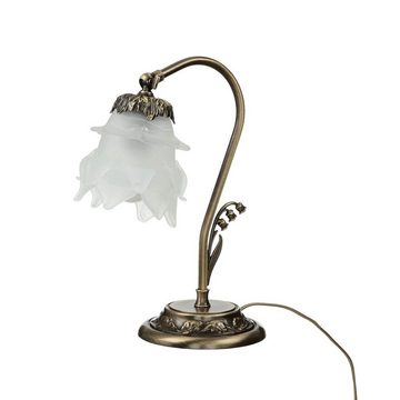 Licht-Erlebnisse Nachttischlampe TABLE LAMP, ohne Leuchtmittel, Tischlampe Echt-Messing in Bronze Floral Schlafzimmer Wohnzimmer