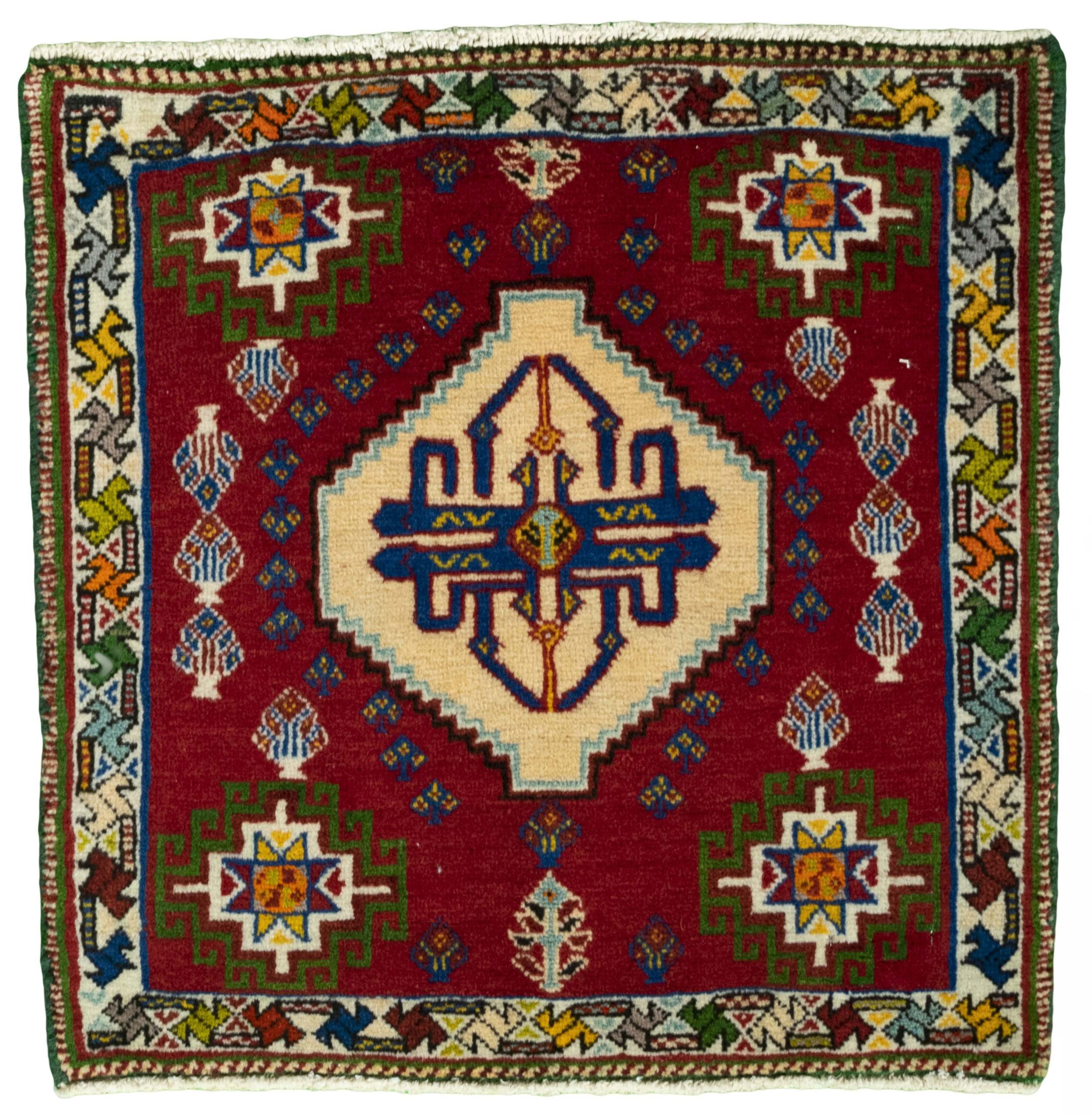 CABBEL Orientteppich 58x57 cm Perser Shiraz Rot Handgeknüpft Nomaden Unikat Quadratisch, quadratisch, Höhe: 8 mm, 100% Material – hochwertig, langlebig, traditionelle Knüpfdichte