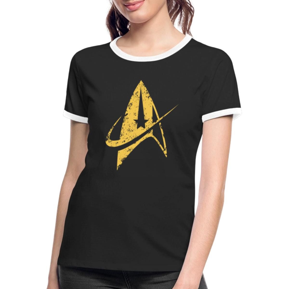 T-Shirt Star Trek Discovery Delta Abzeichen Gold Frauen Kontrast T-Shirt
