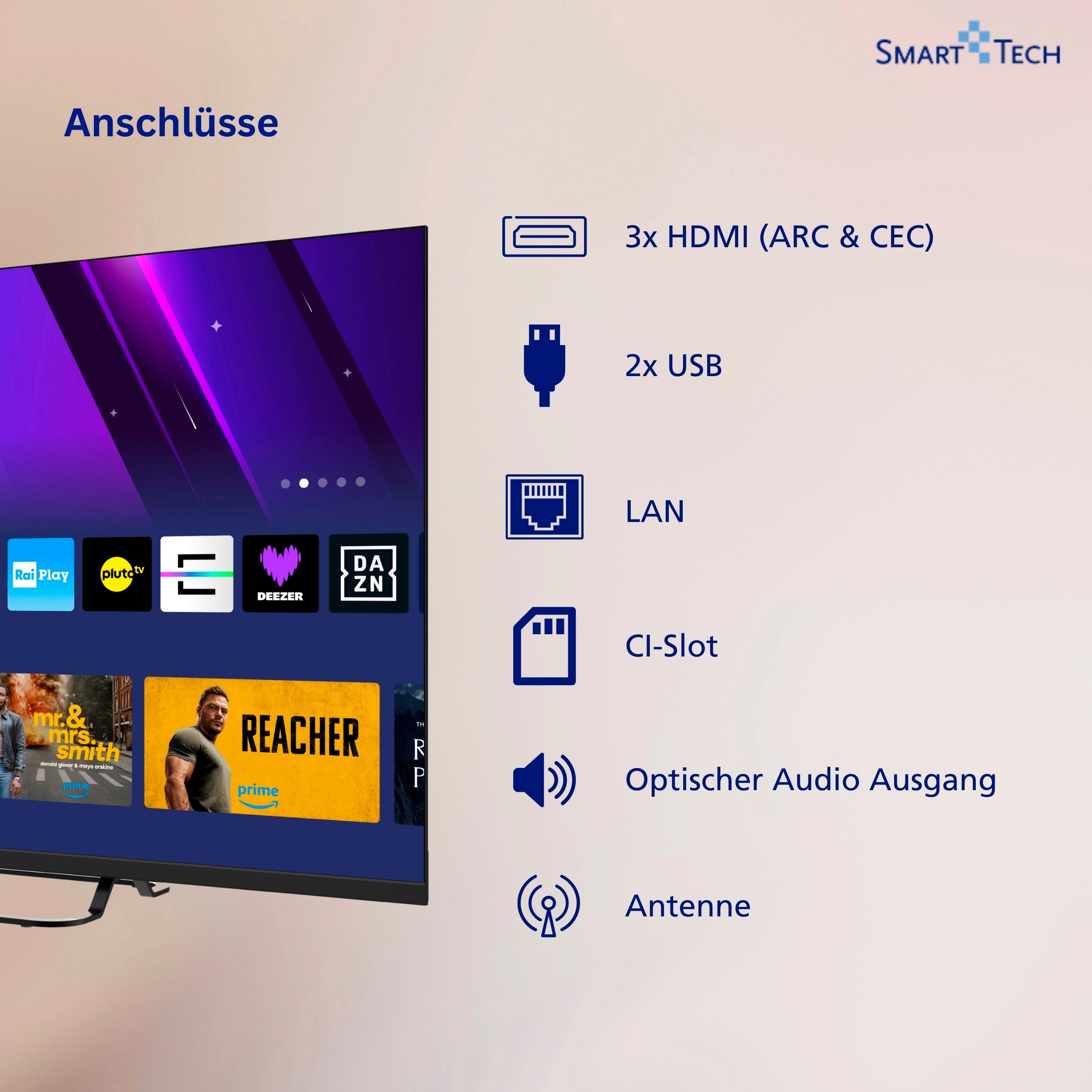 Smart Tech 43FV02V DLED-Fernseher (108 cm/43 Zoll, Full HD, Smart-TV)
