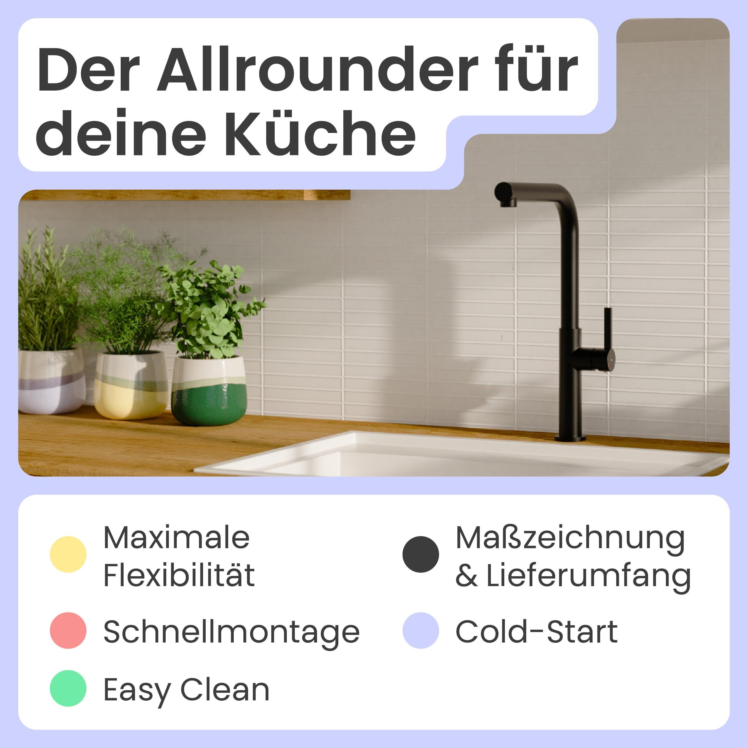 instmaier Spültischarmatur instmaier Cassia, Spültischarmatur, Auslauf ausziehbar schwarz matt, Küchenarmatur