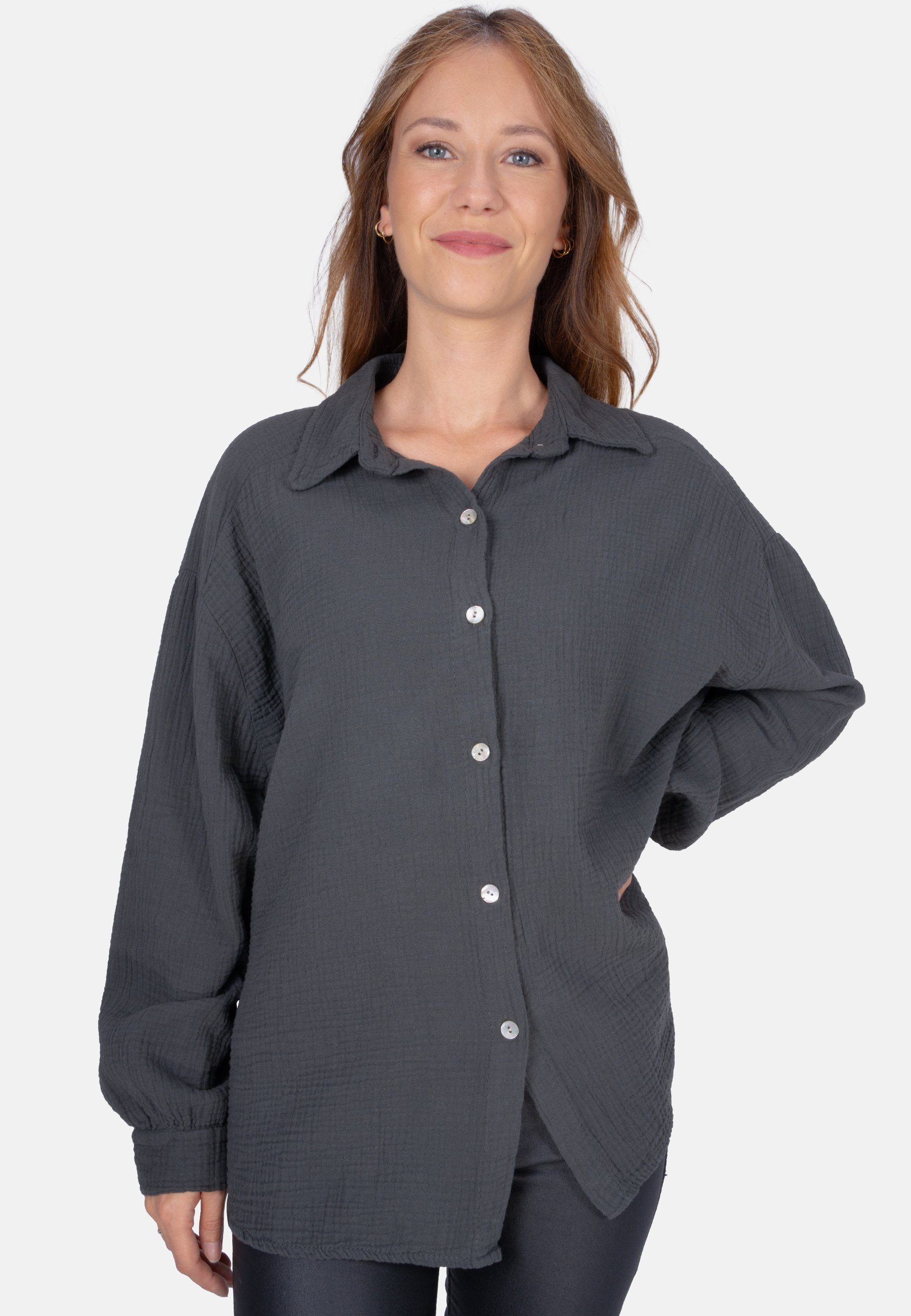 Hemdbluse Oversized Musselinbluse Sasha