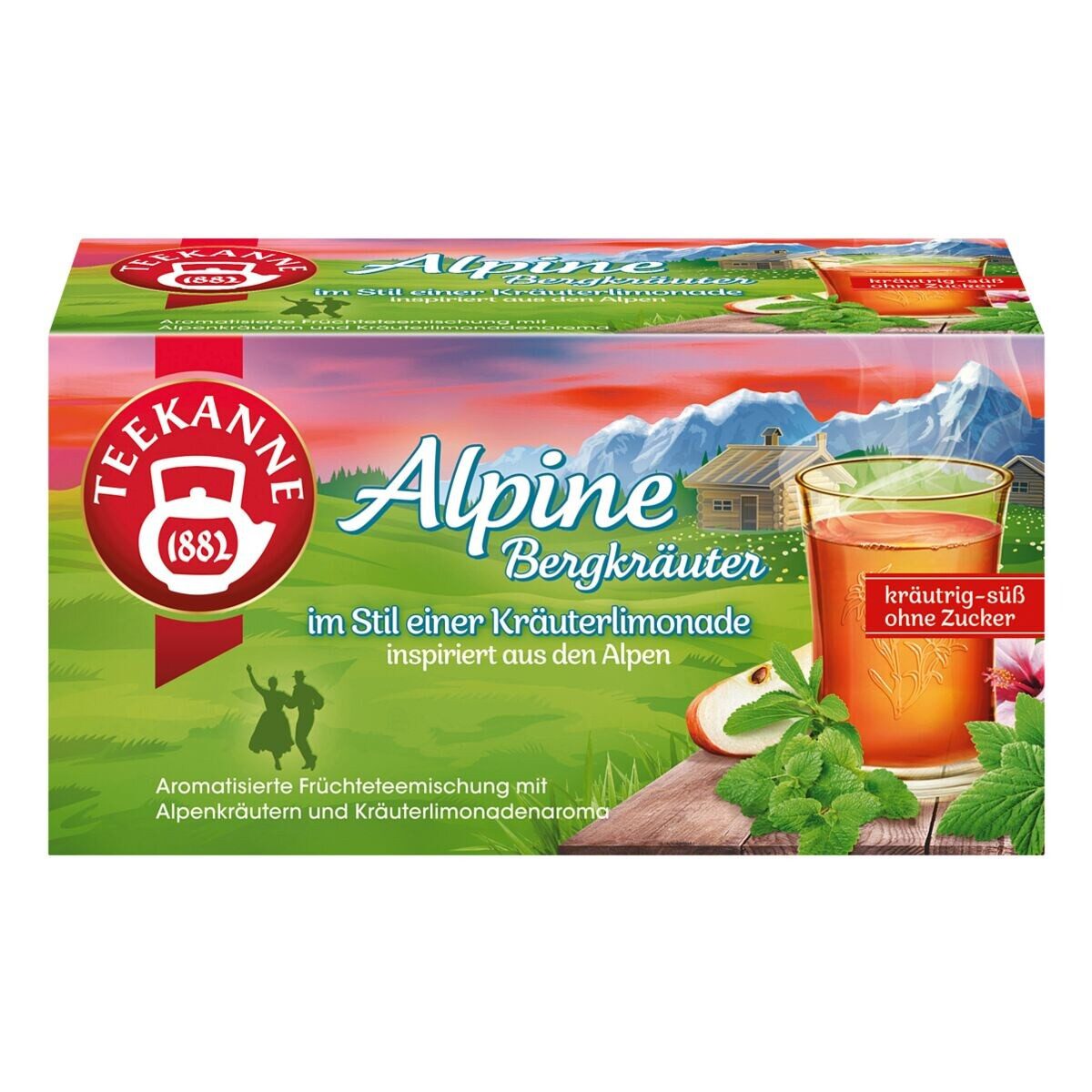 TEEKANNE Tee Alpine Bergkräuter, 18 Beutel, Früchteteemischung mit Kräuterlimonadenaroma