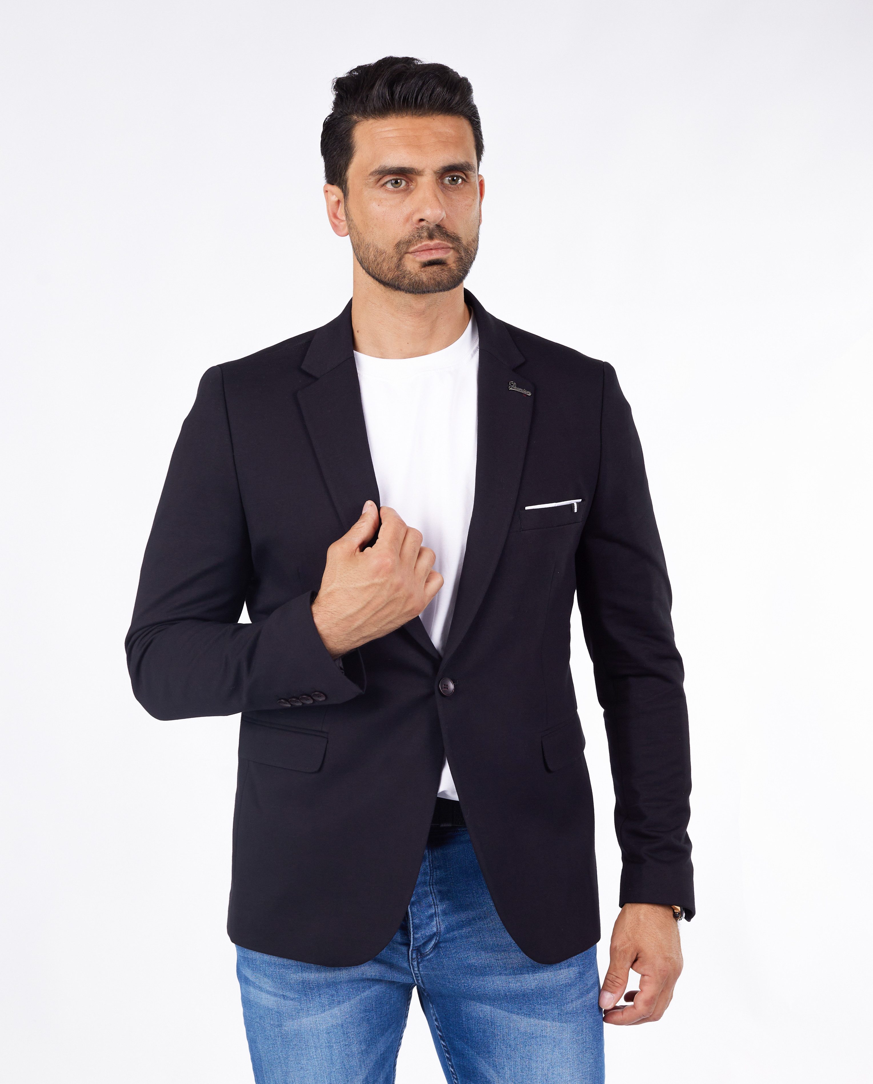 Denim Distriqt Jerseysakko Sportliches Herren SLIM FIT Jersey Sakko mit Str günstig online kaufen