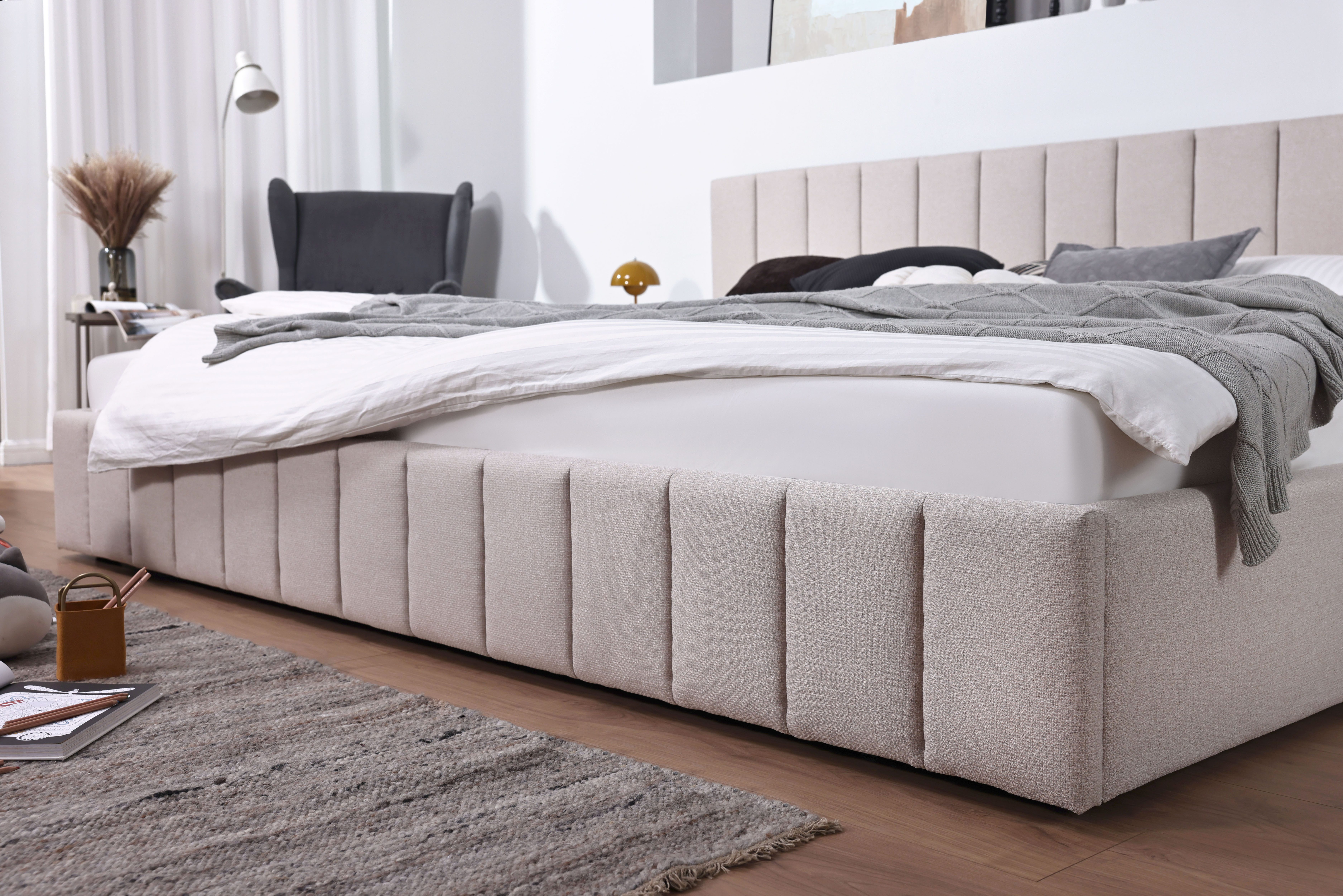 Home affaire Polsterbett MANTEIGAS, Familienbett mit hochwertigem Strukturstoff, Liegefläche 120x200 und 240x200 cm, ohne Lattenrost und Matratze – Bild 3 von 5
