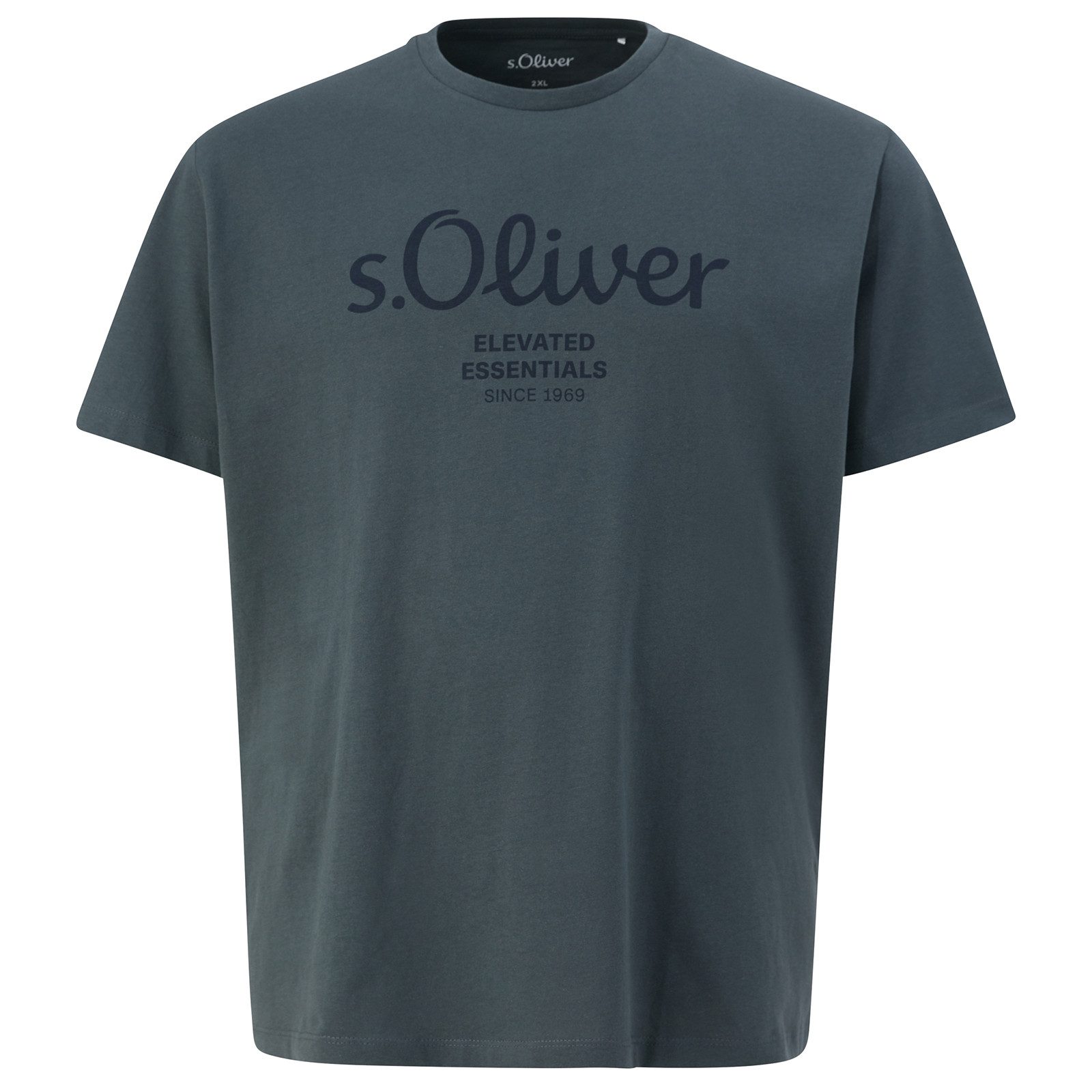 s.Oliver Rundhalsshirt s.Oliver XXL T-Shirt anthrazit Logo-Frontprint