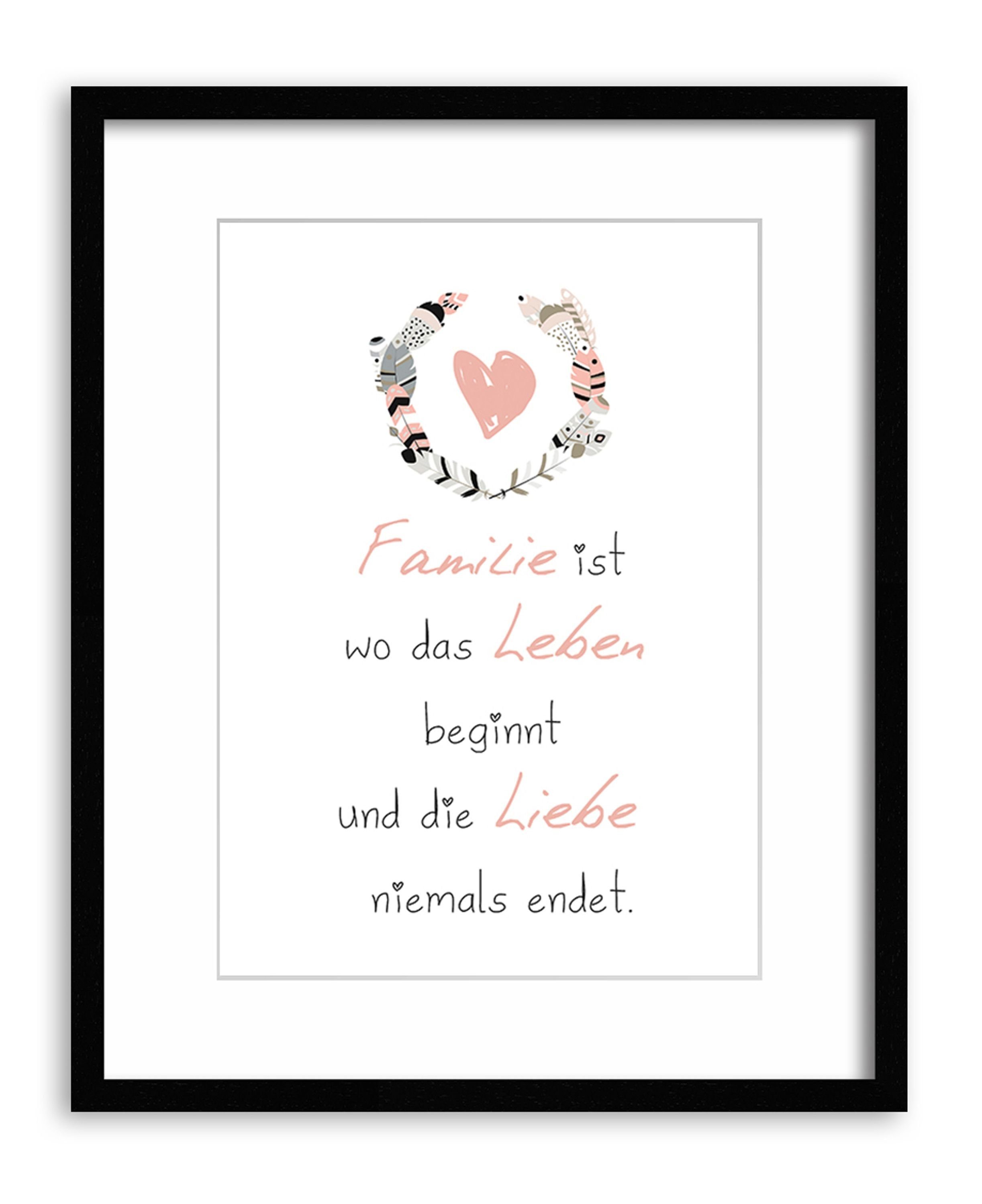 Sprüche Herz, Familie Bild Zitate artissimo und Familie Poster Kunstdruck Text Sprüche: DinA4 mit Poster Spruch