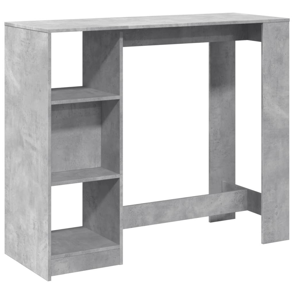 vidaXL Bartisch NA Bartisch Stehtisch Esstisch mit Regal Betongrau 124x46x103,5 cm Spa