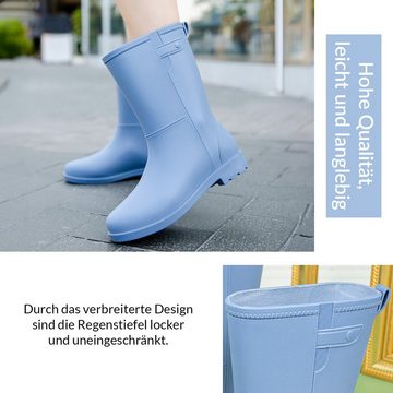 Daisred Damen Stiefel Wasserdicht Hohe PVC Regenstiefel Gartenschuhe Stiefel