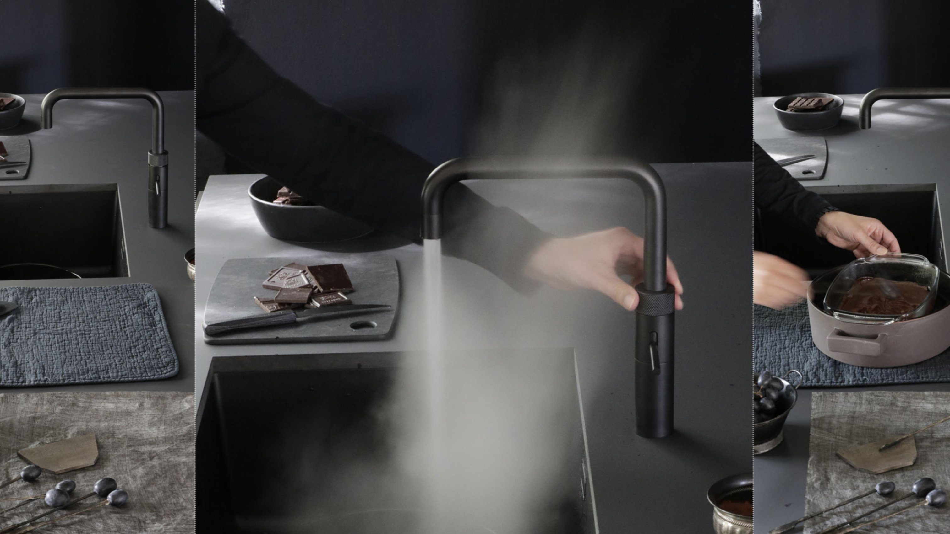 (22FSBLK) 100°C Armatur COMBI FUSION mit QUOOKER Schwarz (2-St) Küchenarmatur SQUARE Kochendwasserfunktion QUOOKER Spültischmischer 100°C B