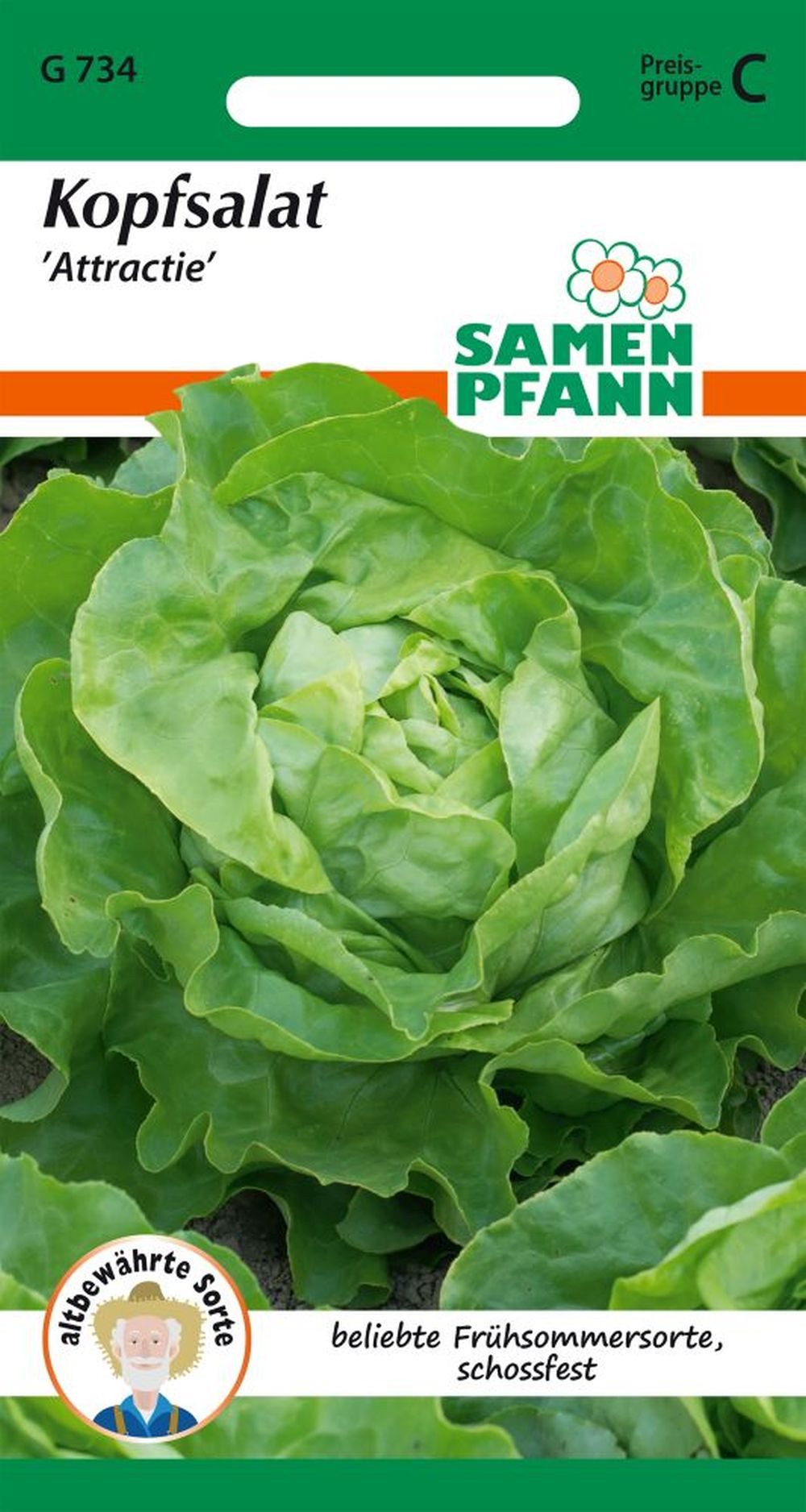 SAMEN PFANN Gemüsesamen Kopfsalat, Attraktion – Saatgut Salat-Samen Samen, Lactuca sativa