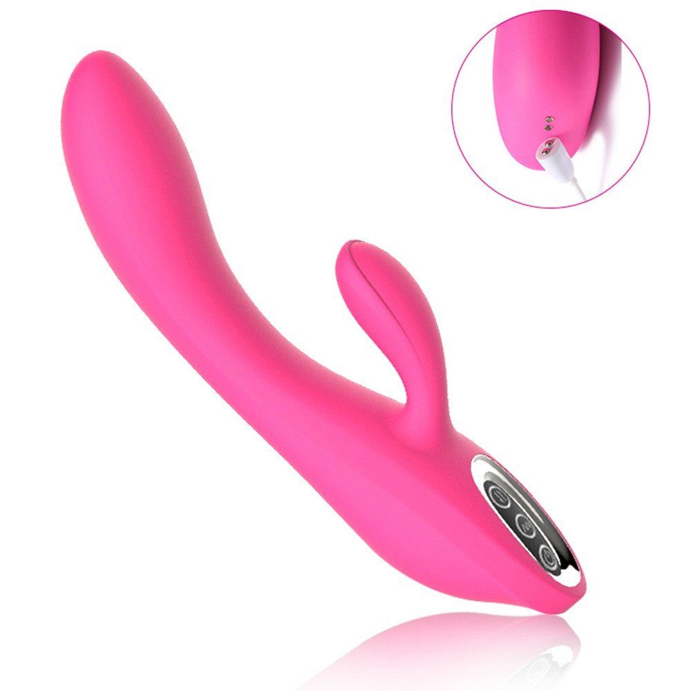 autolock Klitoris-Stimulator Vibratoren für Sie Klitoris und G-punkt mit Starke Funktion, Silikon Rabbit Vibrator Analvibrator mit 7 Vibrationsfrequenz Pink