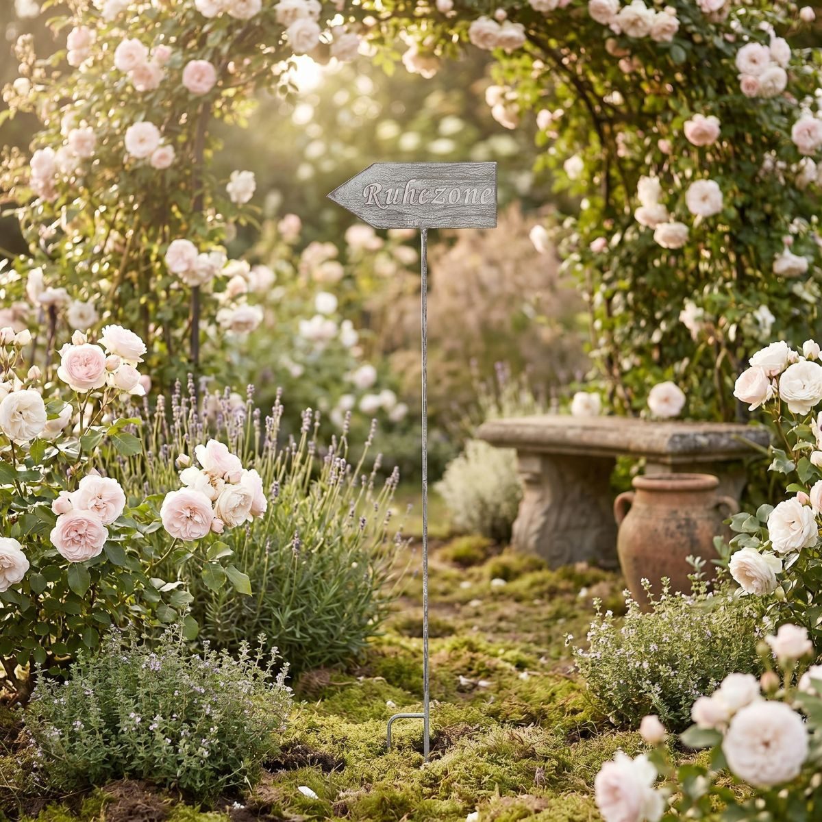 Ambiente Haus Gartenstecker Ruhezone (H) 122cm (1-St) als Pfeil mit Schriftzug Ruhezone für den Außenbereich