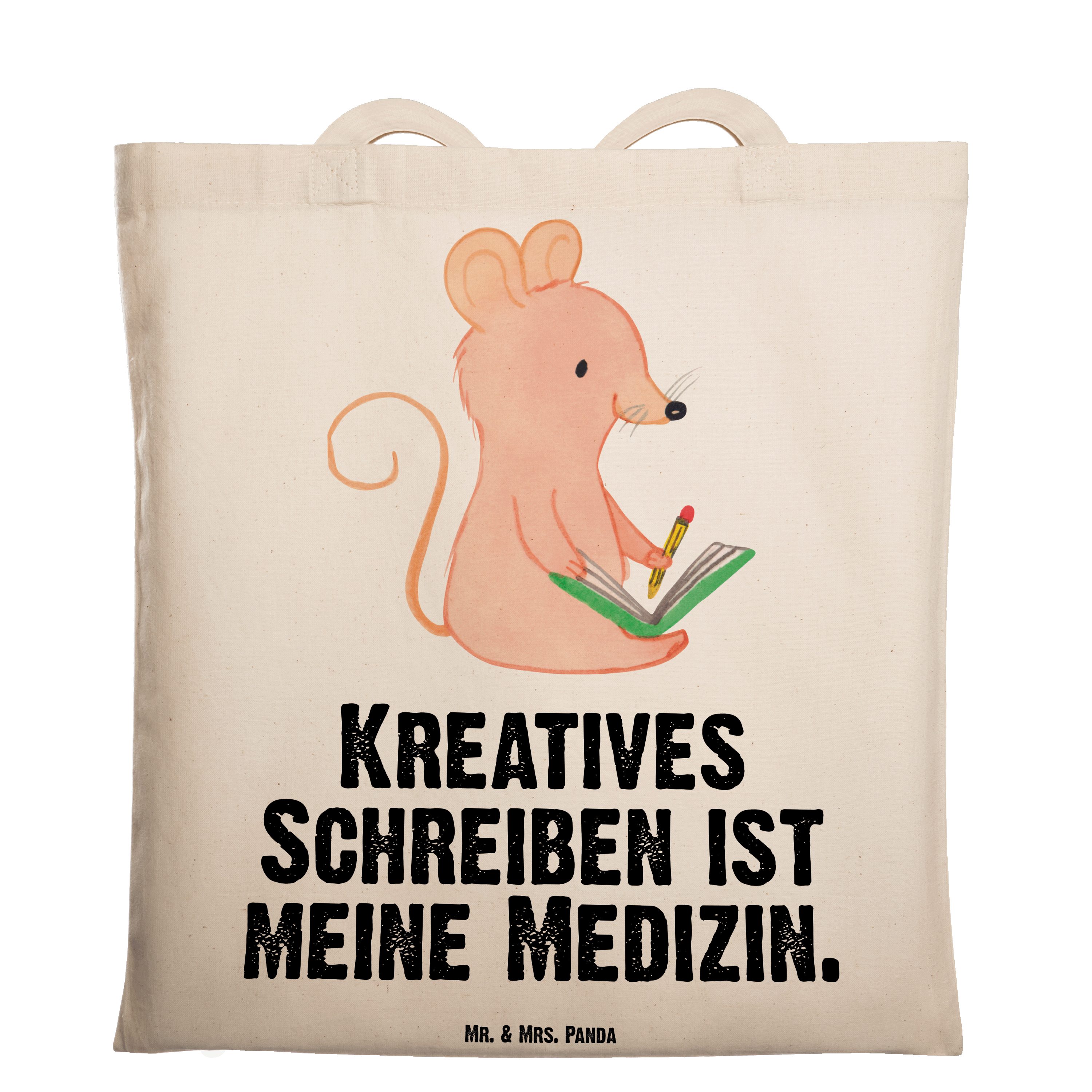 Mr. & Mrs. Panda Tragetasche Maus Kreatives Schreiben Medizin - Transparent - Geschenk, Jutebeutel (1-tlg) | Canvas-Taschen