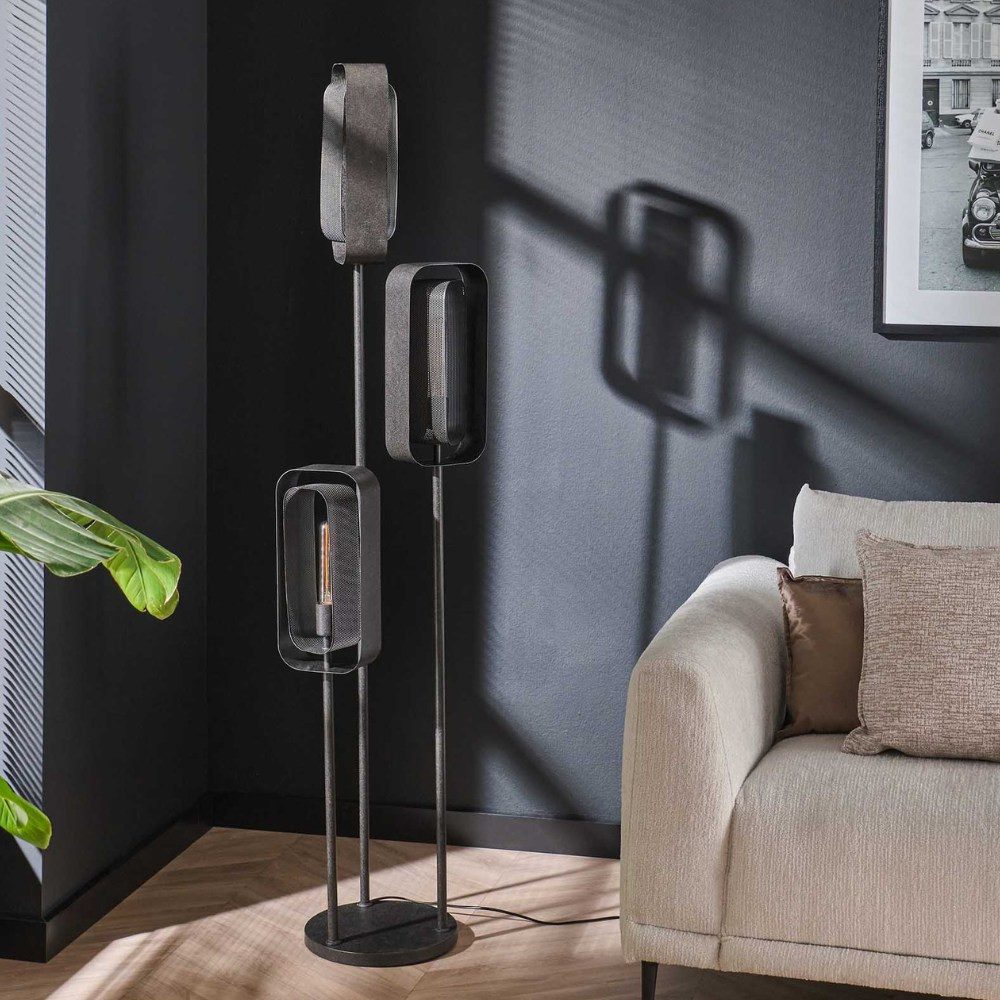 famlights Stehlampe Stehleuchte Orson in Altsilber E27 3-flammig – Bild 2 von 5