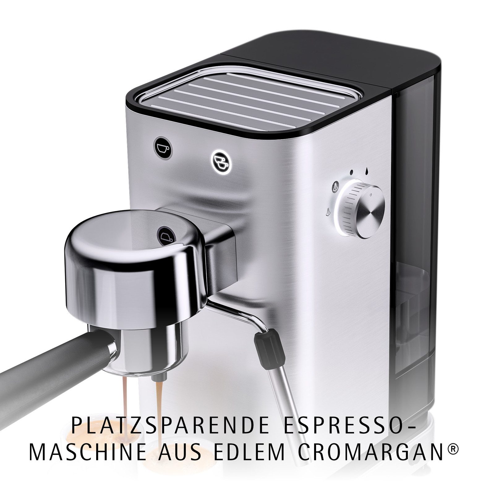WMF Espressomaschine LONO, kompakt, elegant, 15 bar, 1350 Watt, Milchschaumdüse, Cromargan