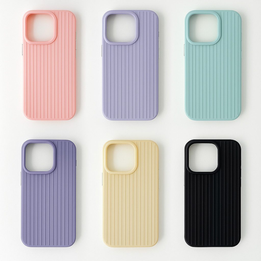 Urbanova Handyhülle Handyhülle Hülle iPhone 16 15 14 Pro bunt beige schwarz geriffelt, Geriffelte iPhone Hülle