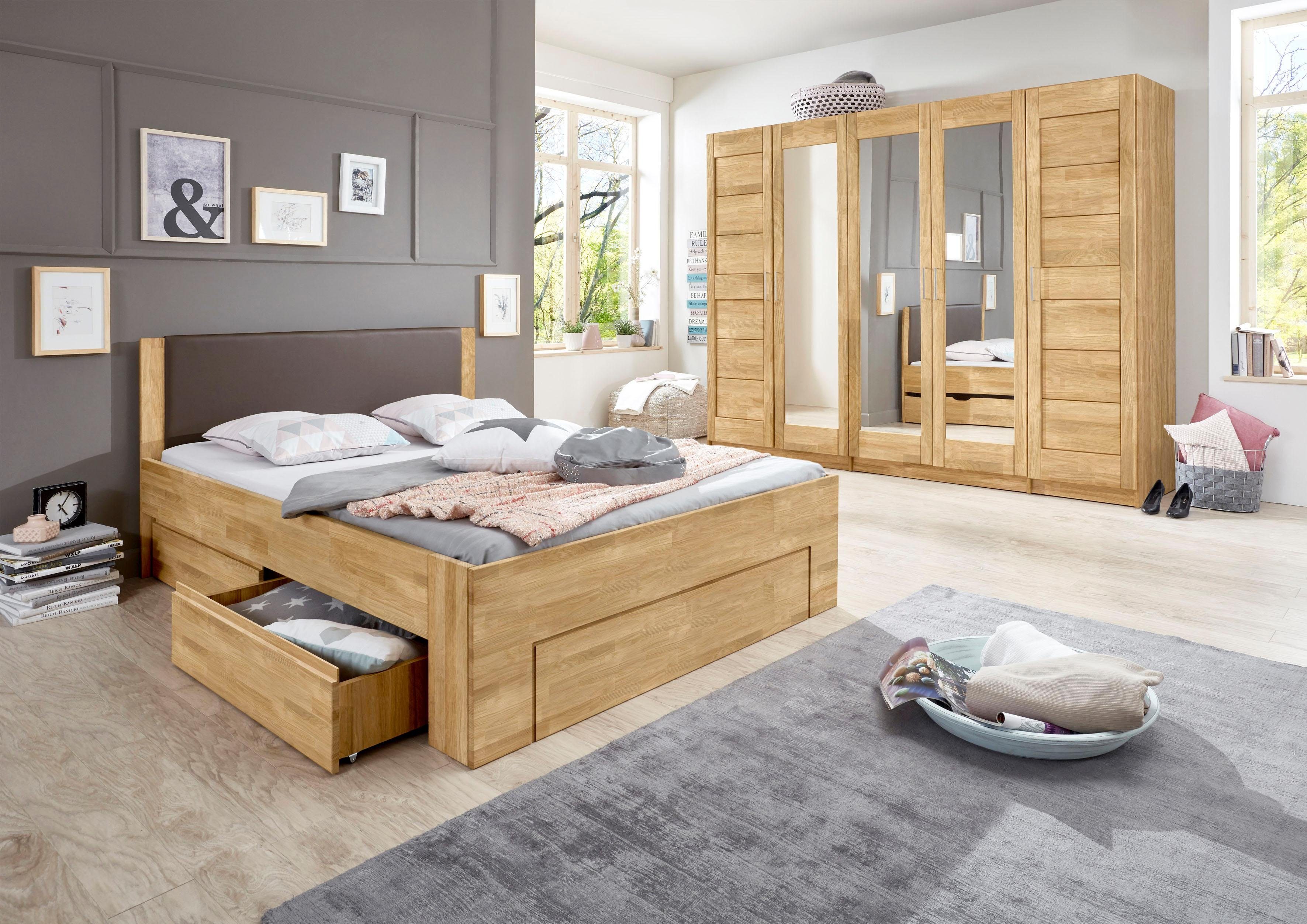 OTTO home Stauraumbett Bernett, aus massiver Buche, mit Stauraumschubladen