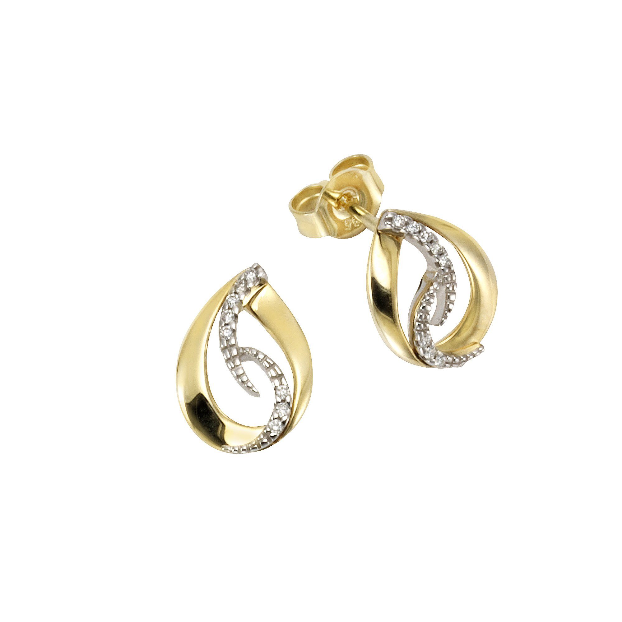 Orolino Paar Серьги-гвоздики Gold 585 zweifarbig mit 16 Brillanten zus. 0,06ct.