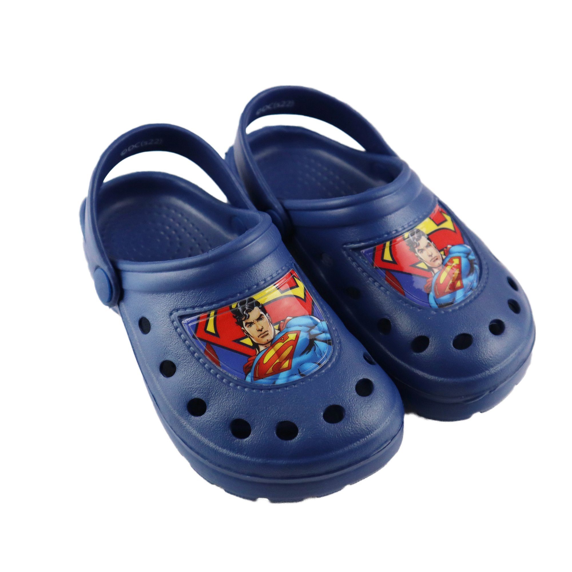 DC Comics Superman Kinder Sandalen Clog Gr. 24 bis 31, Blau