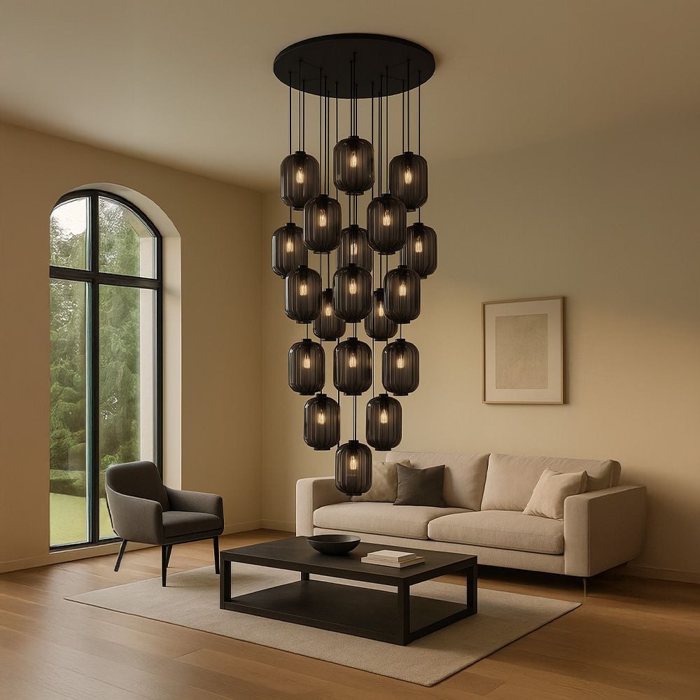 s.luce Pendelleuchte Velo Galerieleuchte 20-flg Ø 120cm Baldachin Ø 25cm Klar