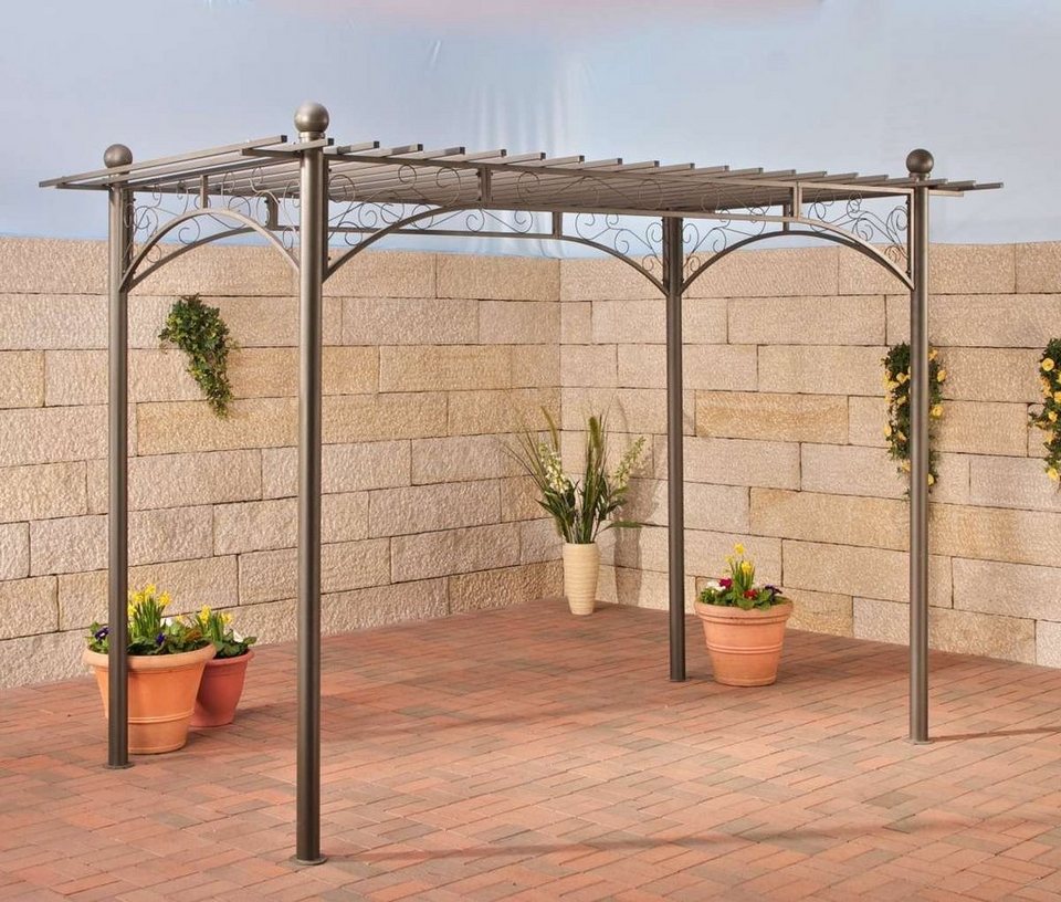 CLP Rosenbogen »Ulpgar Eisen«, eisen-pergola begrünbares terrassendach im landhausstil rankpavillon für kletterpflanzen rankgestell