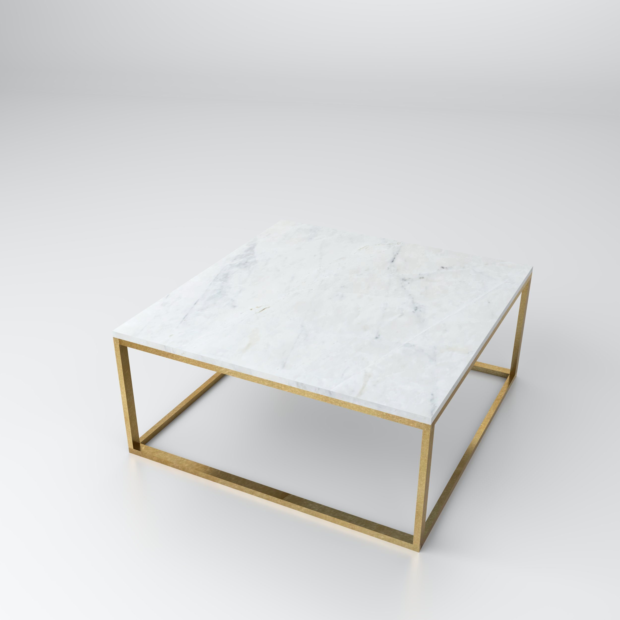 Marmor Couchtisch Stone quadratischer gold Couchtisch | Bianco SAZIO D'arte Enzo aus hochwertigem