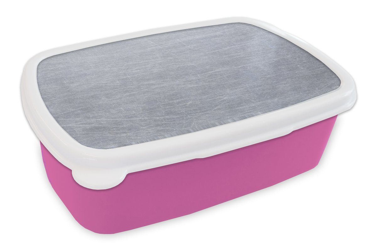 MuchoWow Lunchbox Metalldruck - Snackbox, Brotdose Erwachsene, rosa Kinder, Kunststoff, Mädchen, - Kunststoff für (2-tlg), Kratzer, Grau Brotbox