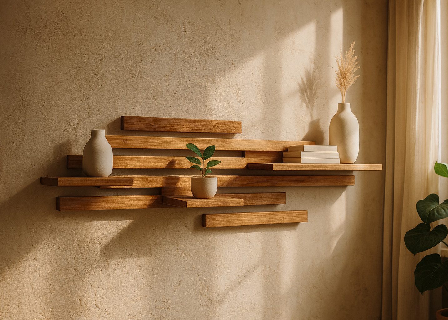 Living Oak Wandregal Eiche No.02 - zur freien Gestaltung und in verschiedenen Ausführungen, handgefertigt in Deutschland