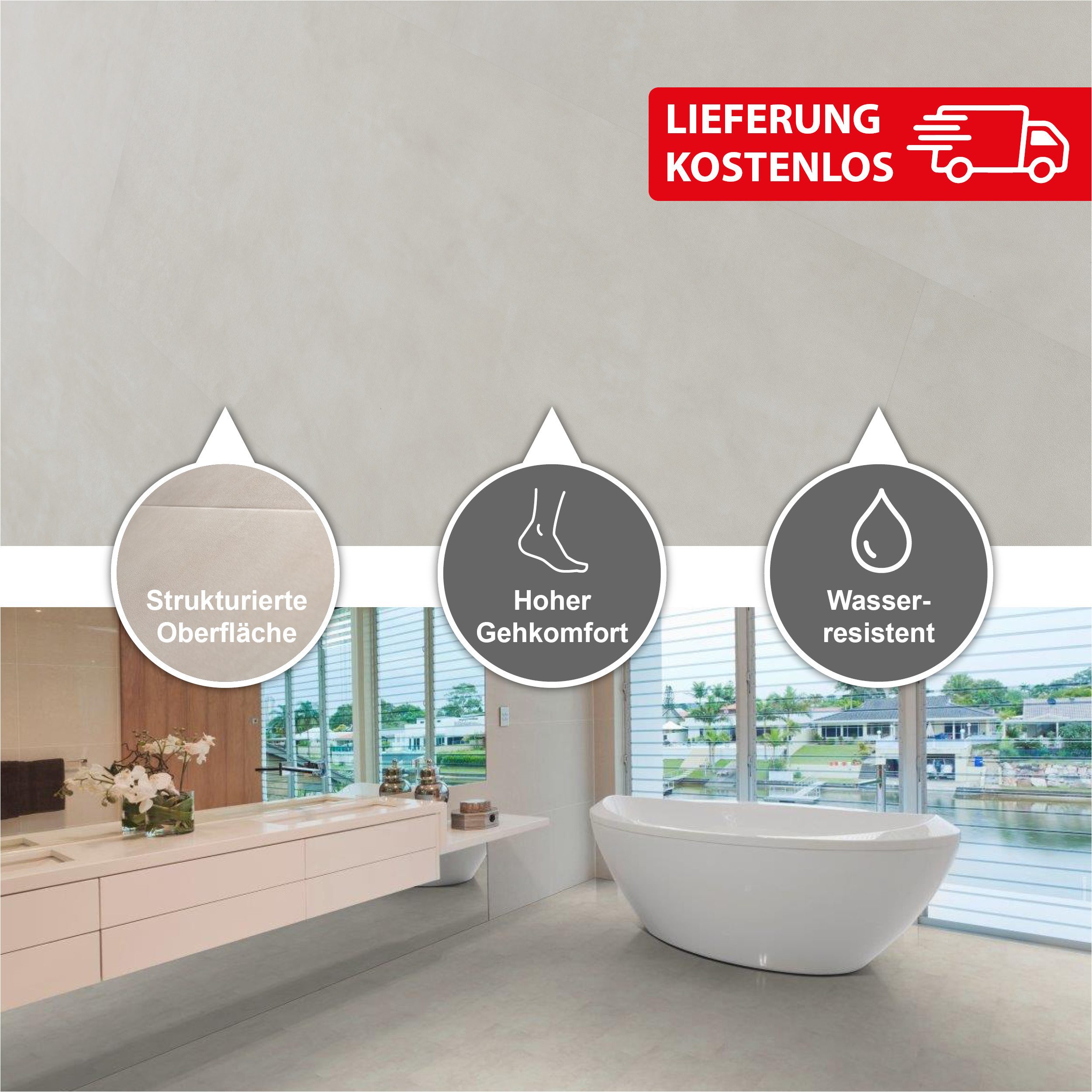 STARCLIC Designboden 605 x 304,8 x 5 mm Premium Klick-Vinylboden Steinoptik, Packung mit 1,84 qm, Versandkostenfreie Lieferung, Wasserfest mit Klicksystem, naturgetreue Oberfläche