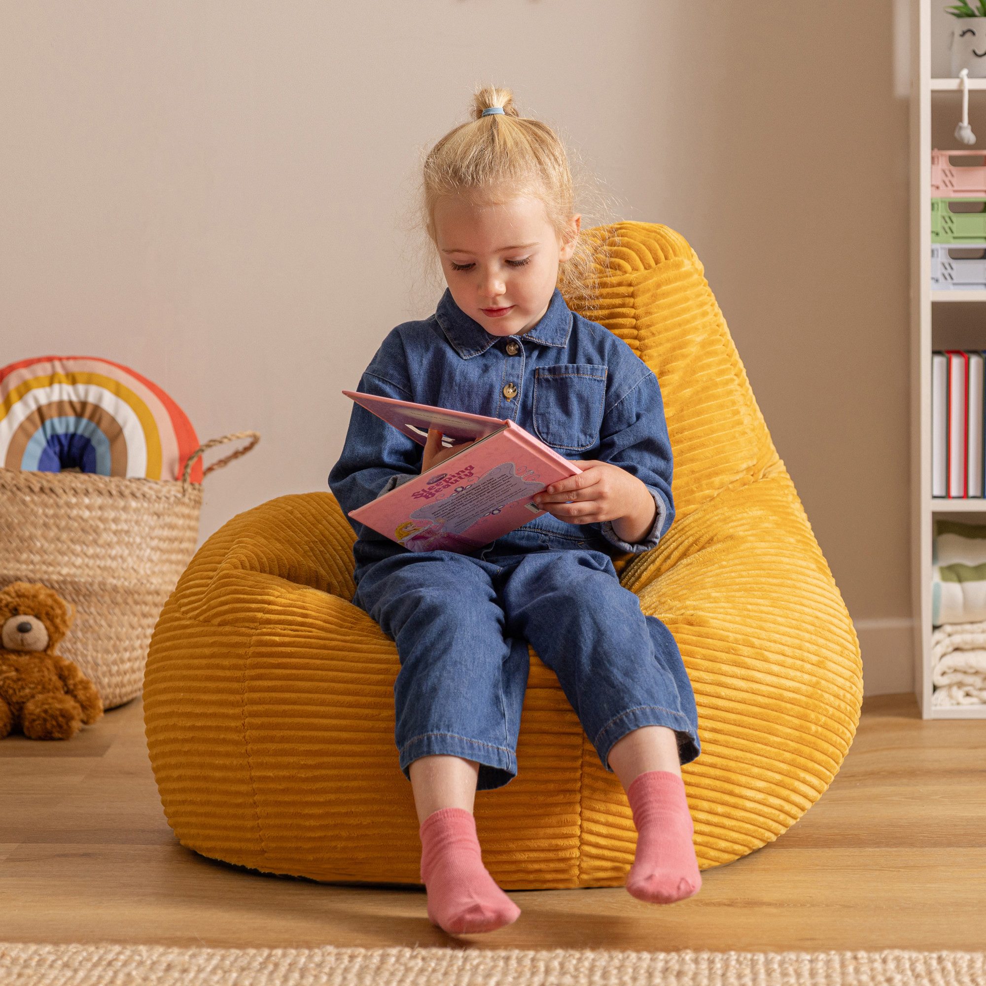 icon Sitzsack Kinder Sessel aus Cord Flauschig „Dalton", 69x59x65cm, Made i günstig online kaufen