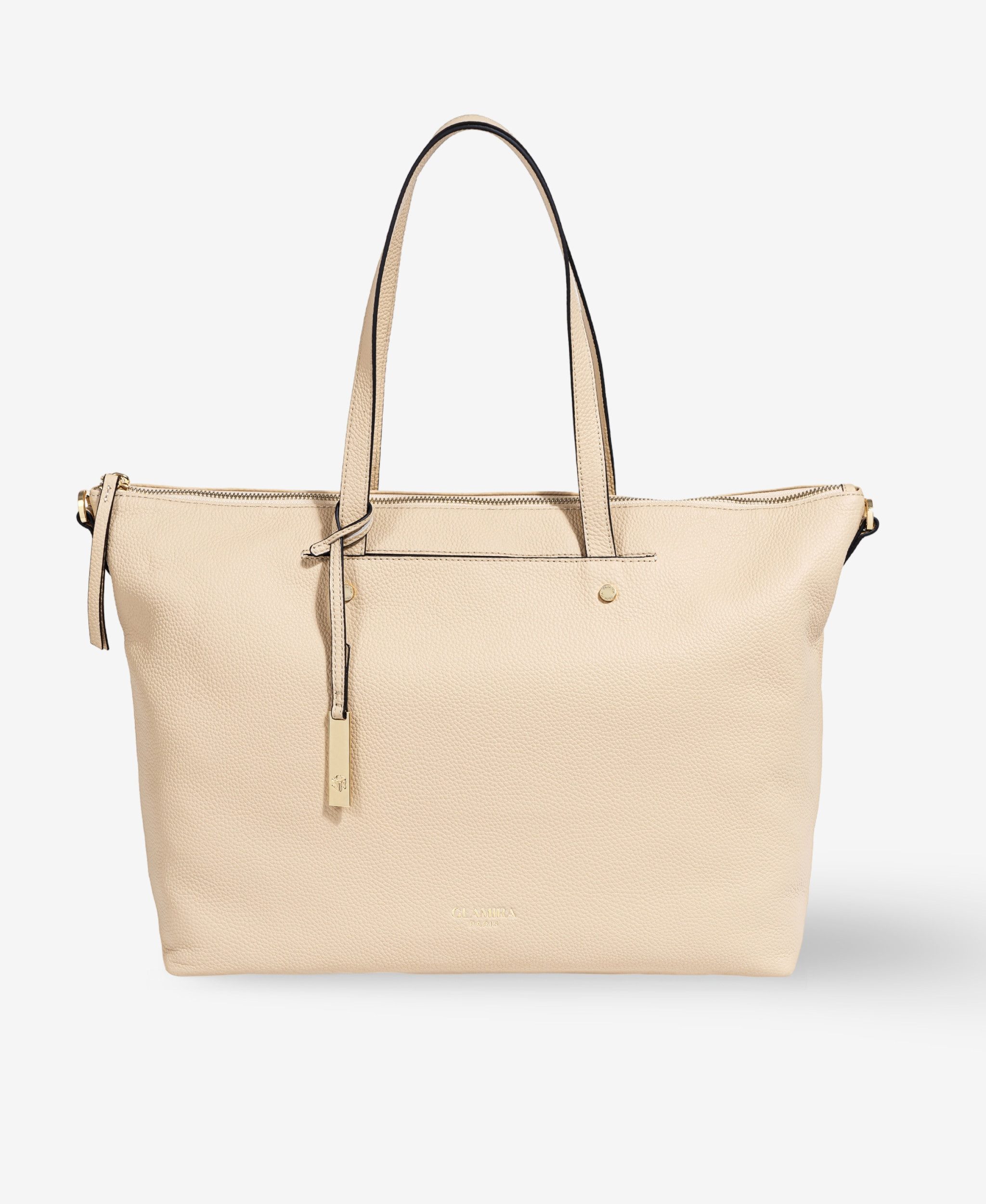 GLAMIRA Schultertasche Lysandra Beige Schultertasche (1-tlg), echt Leder, mit geräumigem Hauptfach