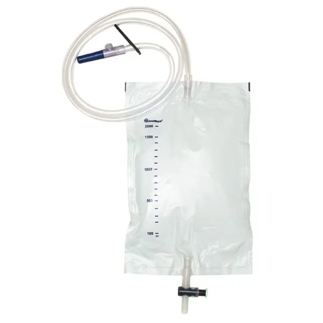 DocMed Urinbeutel DCT Urinbeutel 2 Liter steril, mit Punktionskammer (Urindrainagesystem, 50 St., Robustes, medizinisches Material), Steril einzeln verpackt