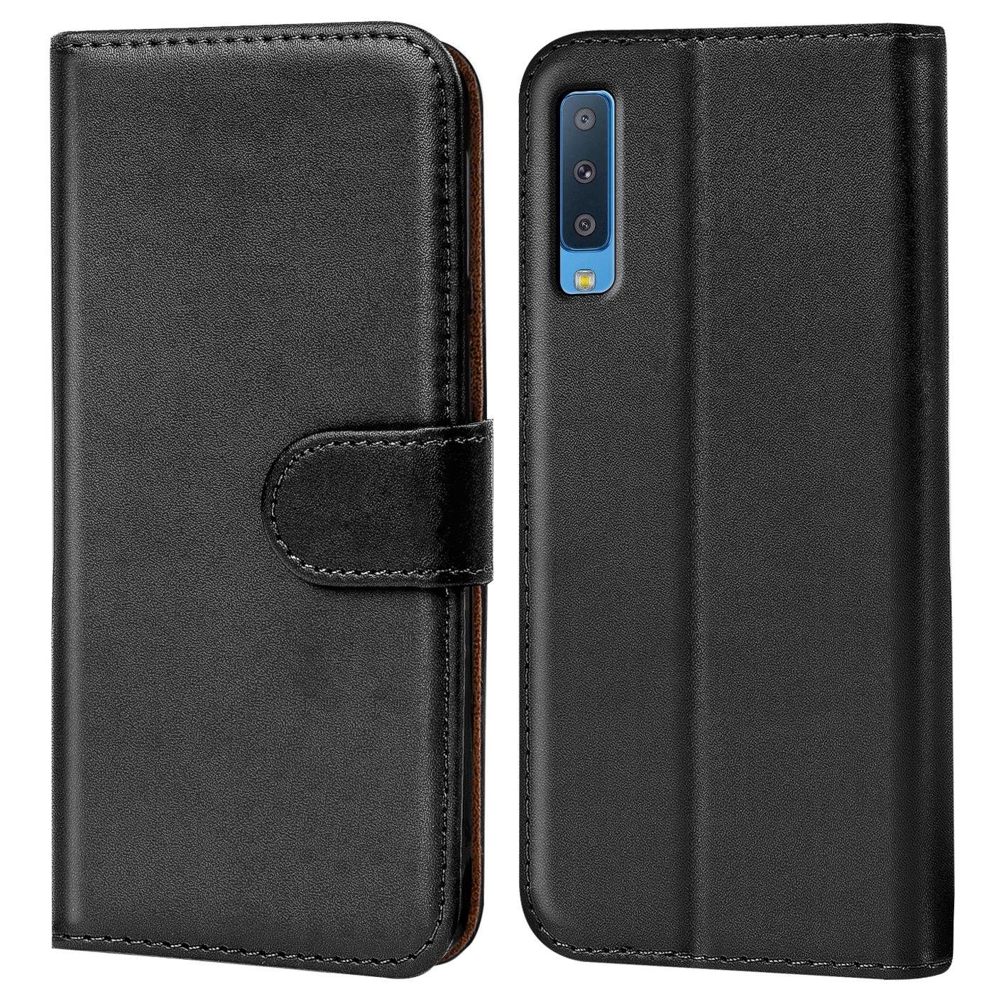 CoolGadget Handyhülle Wallet Klapp Tasche Book Case für Samsung Galaxy A7 2018 6 Zoll, Hülle Klapphülle Flip Cover Etui Schutzhülle