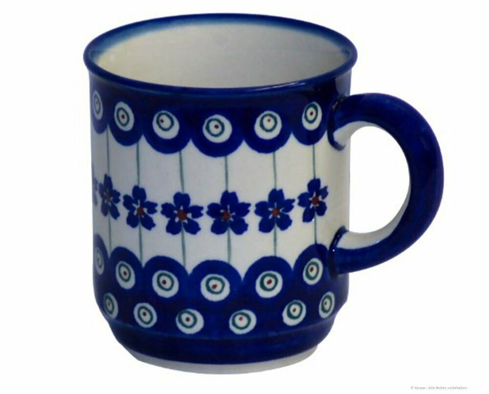 Bunzlauer Keramik Becher Bunzlauer Keramik 250ml Kaffeebecher Teetasse klassisch Ø8cm Dekor166a, Keramik