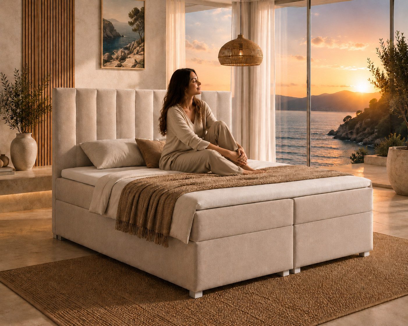 Best for Home Boxspringbett Trinity K-10 mit Stauraum & 7-Zonen Komfort – modern & funktional (Boxspringbett mit Matratze & Topper, 1-St., 140x200 160x200 180x200 200x200 cm), 7-Zonen-Bonellfederkernmatratze (18 cm, H3)
