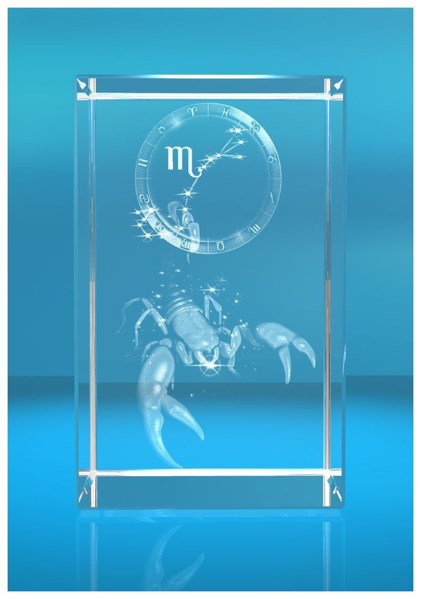 VIP-LASER Dekofigur 3D Glasquader I Sternzeichen PRO I Motiv: Skorpion, Hochwertige Geschenkbox, Made in Germany, Familienbetrieb