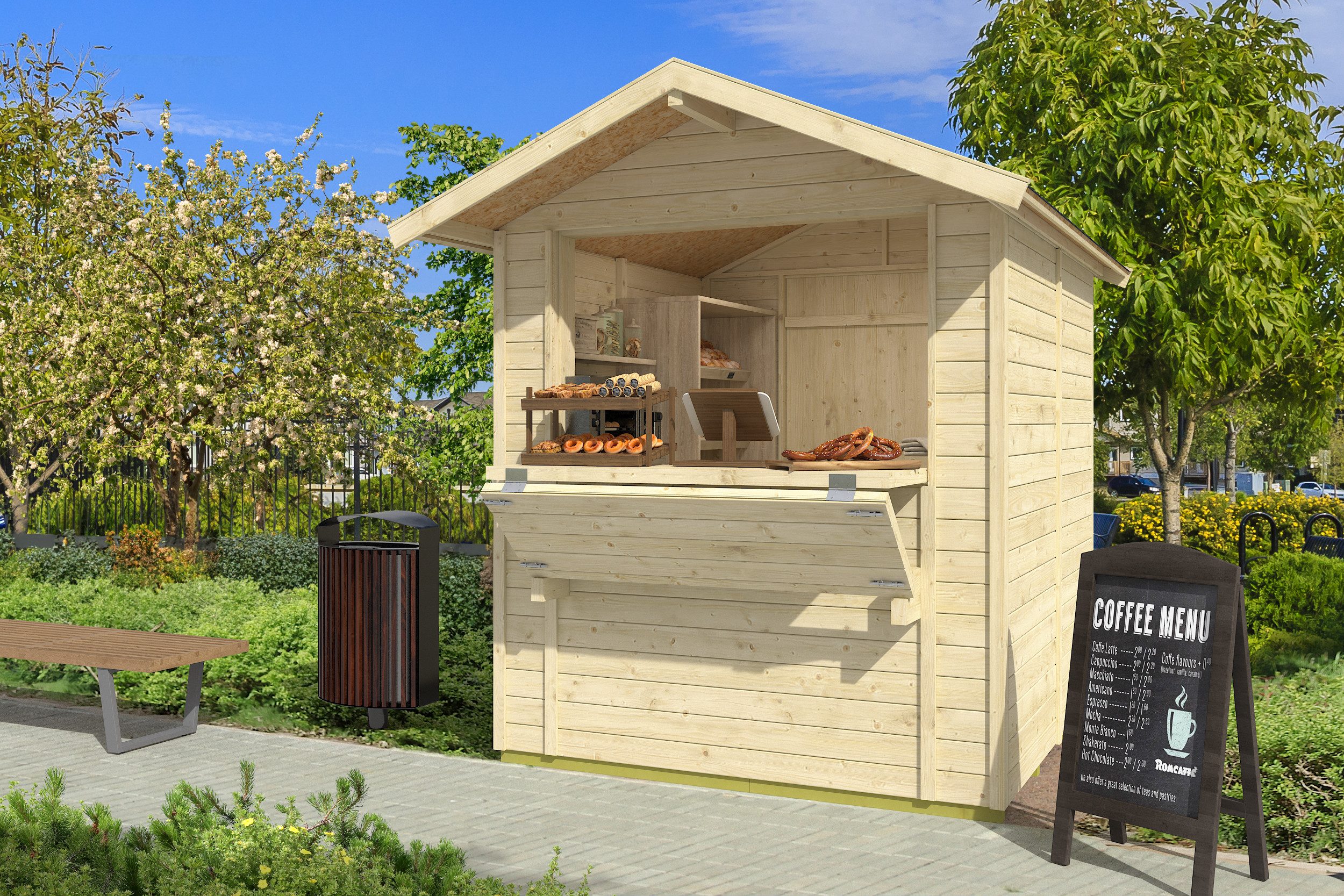 Nordic Holz Gartenhaus Marktstand KENT 4, BxT: 194,5x225 cm