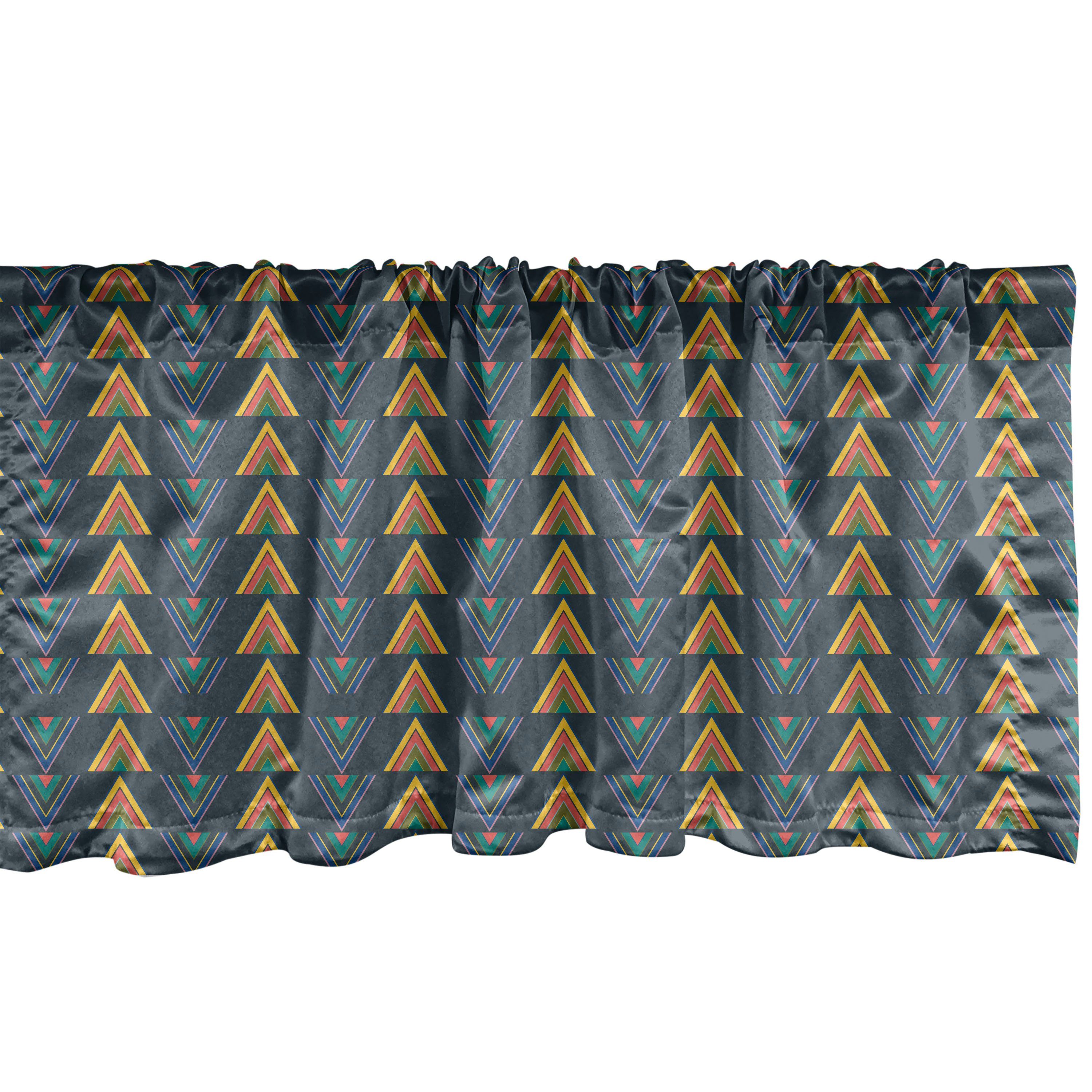 Scheibengardine Vorhang Volant für Küche Schlafzimmer Dekor mit Stangentasche, Abakuhaus, Microfaser, Abstrakt Bunte Triangles Kunst