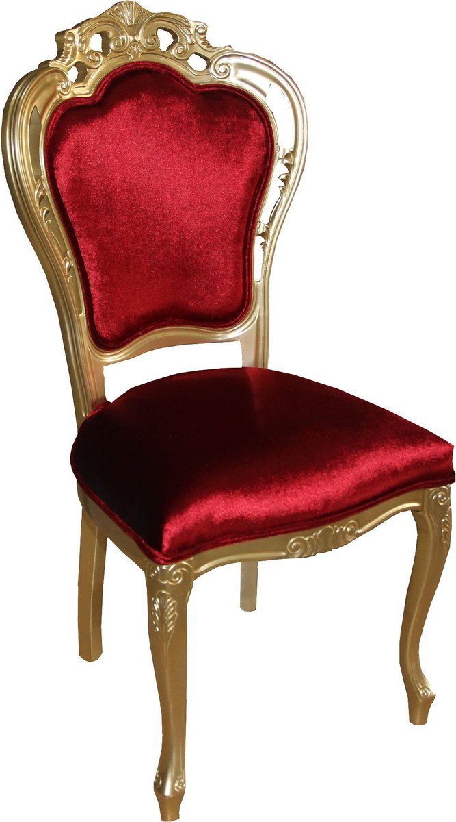 - Bordeauxrot/Gold Casa Esszimmer Barock Stuhl Esszimmerstuhl - Padrino Qualität Designer Luxus Stuhl in Luxus