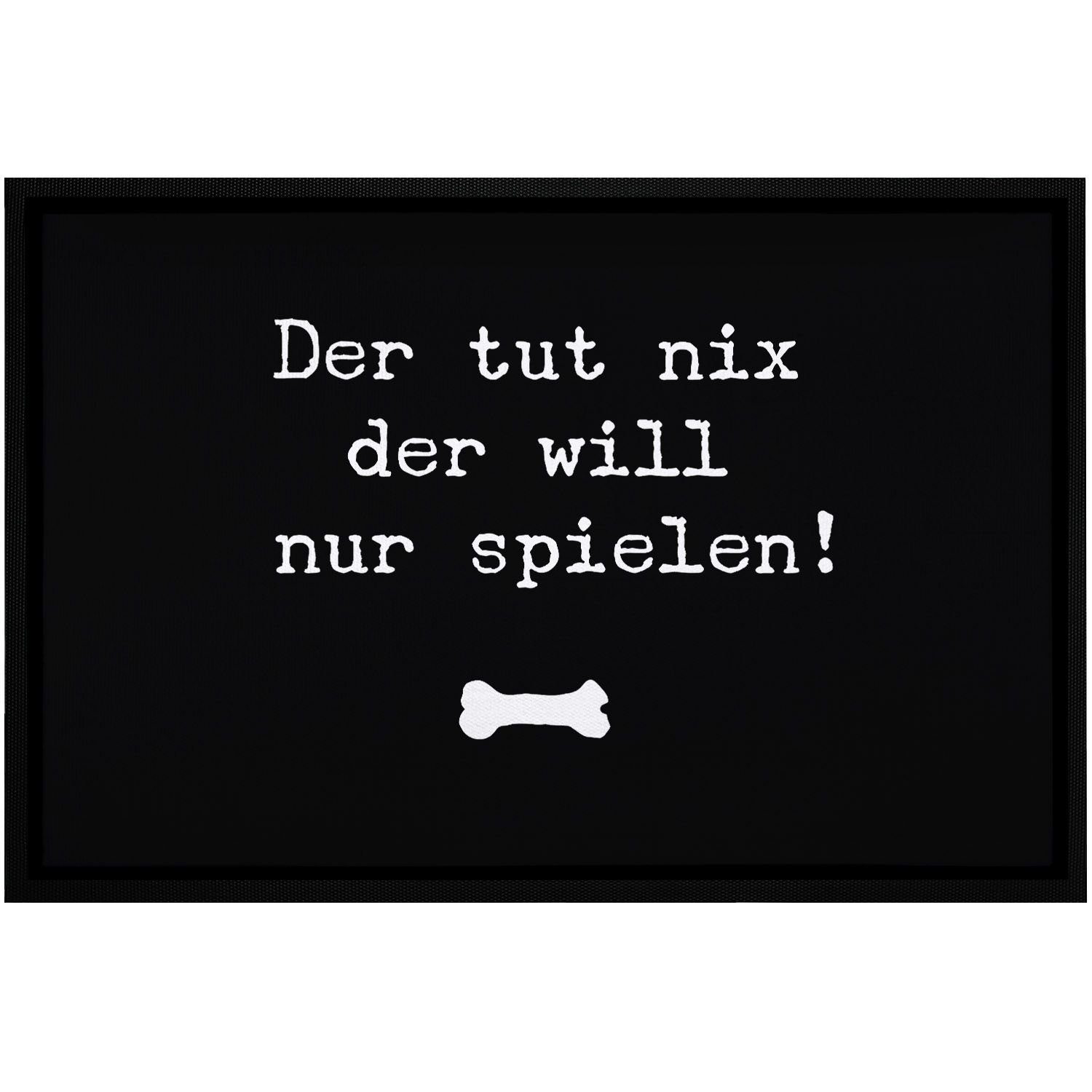 Fußmatte Fußmatte mit Spruch Hund Der tut nix der will nur spielen rutschfest & waschbar Moonworks®, rechteckig