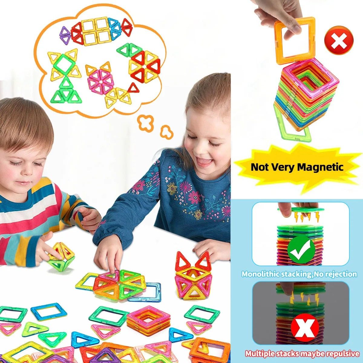 Athlix 84 Magnetbausteine Kinder magnetische 3D-Blöcke Spielsteine Magnetspielbausteine, (84 St), Unbegrenzte Bauoptionen, 2D & 3D, Fördert Kreativität