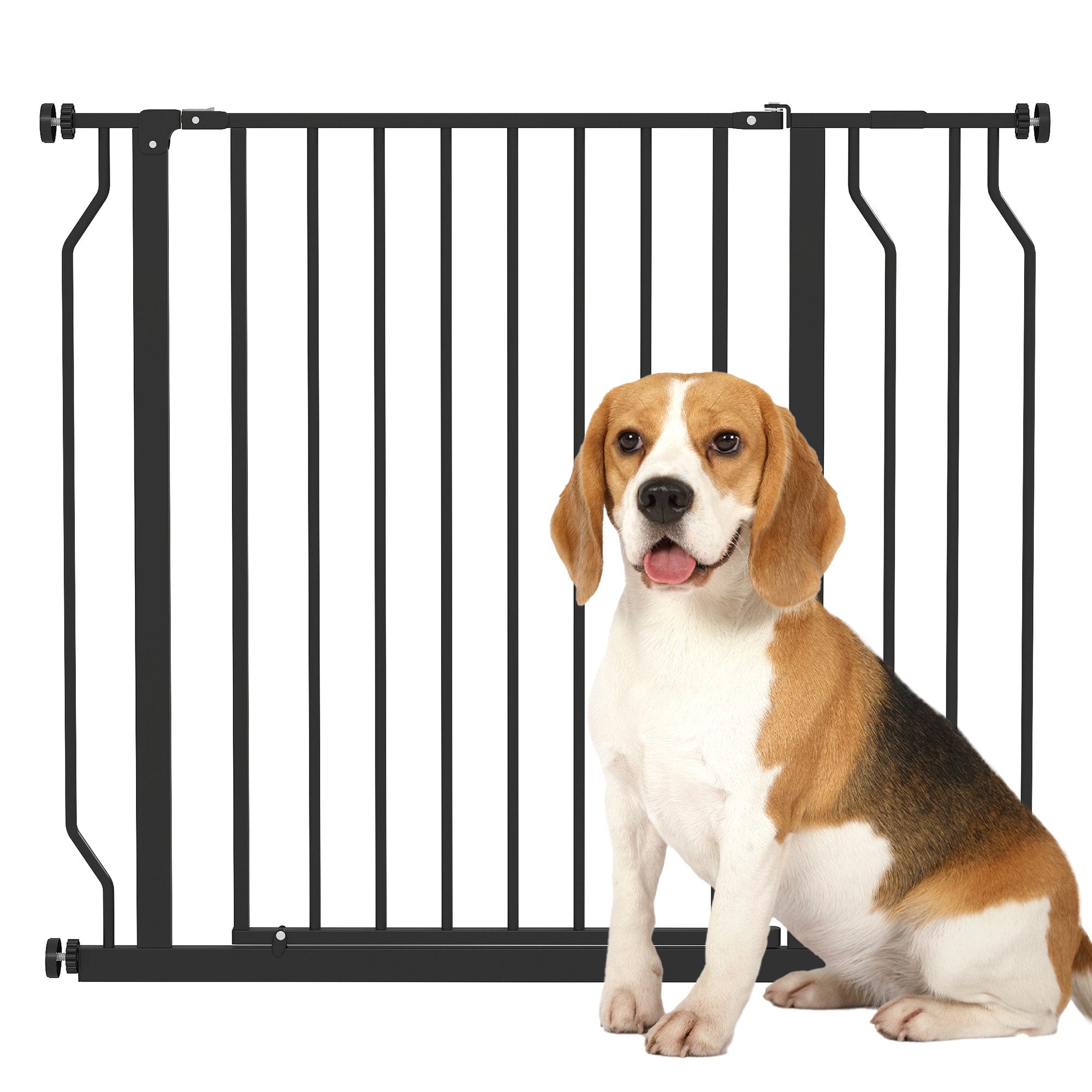 PawHut Hundegitter Treppenschutzgitter mit 10 cm Verlängerung Türgitter ohne Bohren (Absperrgitter, 1 St., Türschutzgitter), für Tür, Treeppe, Schwarz – Bild 2 von 5
