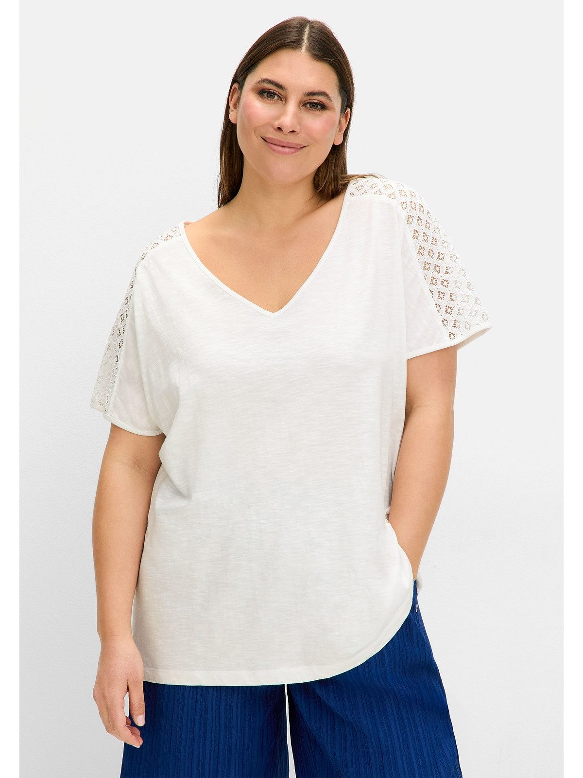 Sheego T-Shirt Große Größen mit Spitze günstig online kaufen