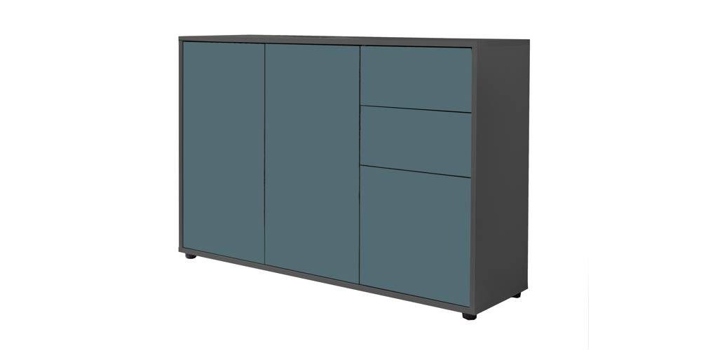 BMG Möbel Kommode Mailand 10 (Sideboard, Einzelkommode), grifflos, viel Stauraum, Korpus anthrazit